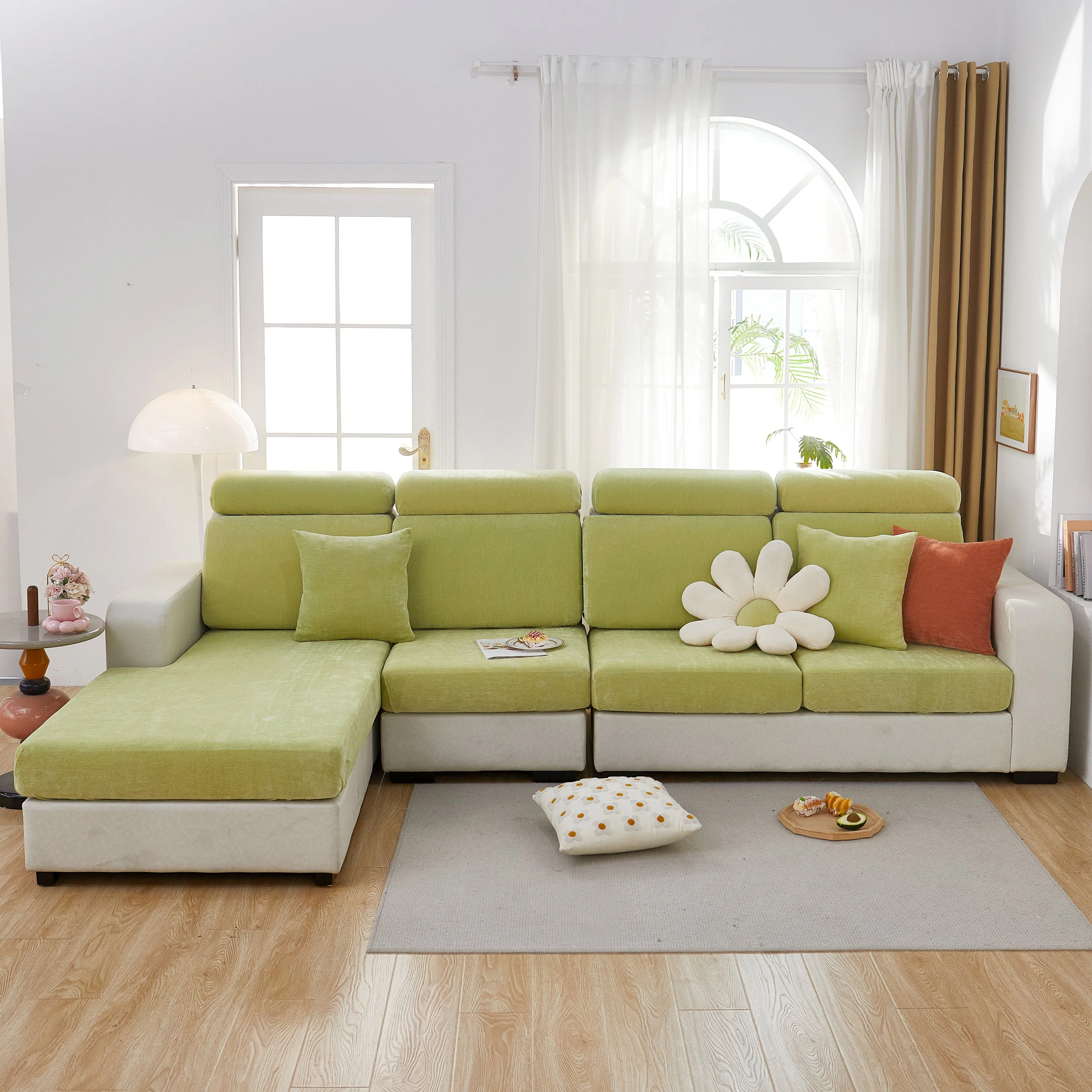 Chenille Cushion Covers for 1/2/3/4 Seater Sofas and L-shaped Couches, Furniture Covers for Pets - Image 103
