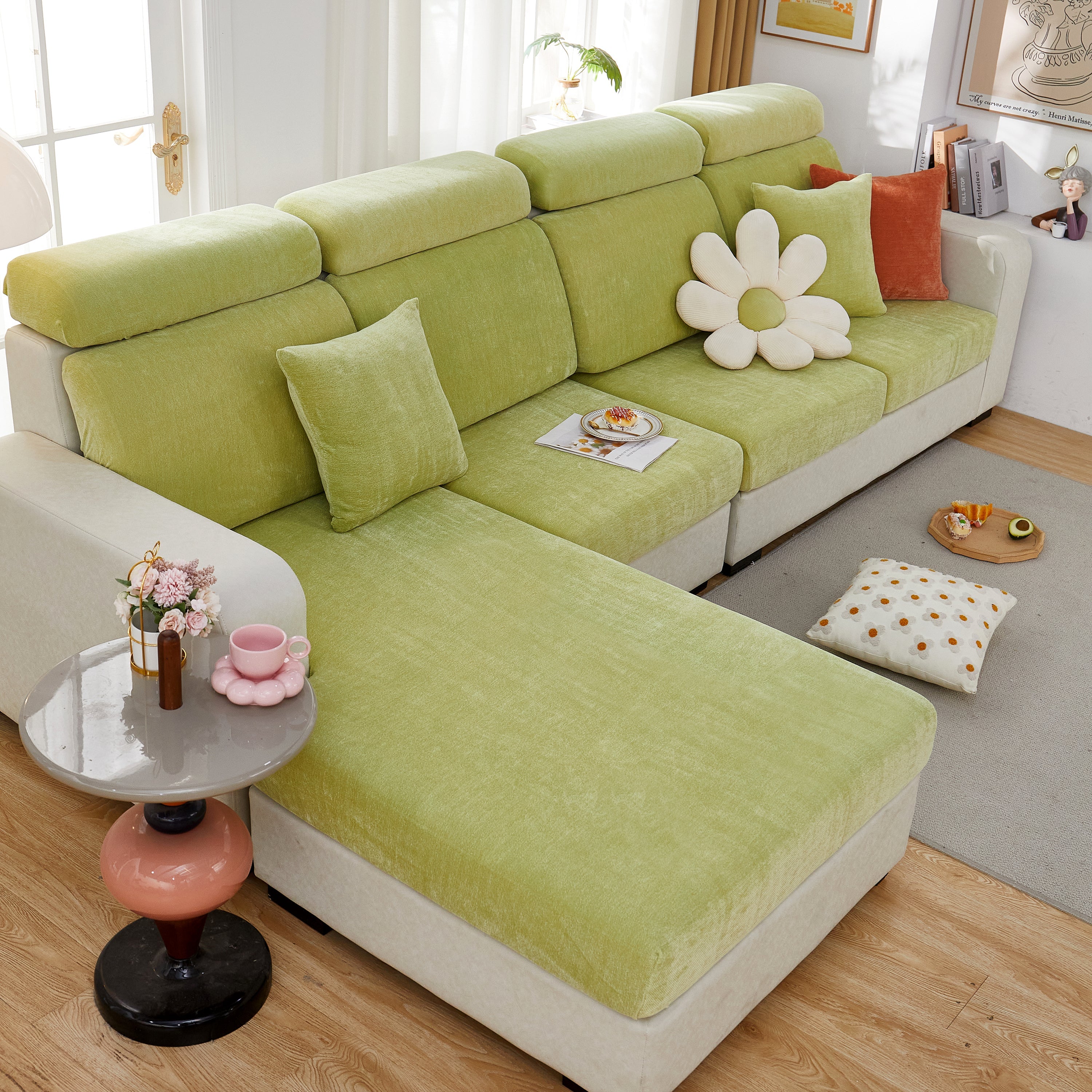 Chenille Cushion Covers for 1/2/3/4 Seater Sofas and L-shaped Couches, Furniture Covers for Pets - Image 106