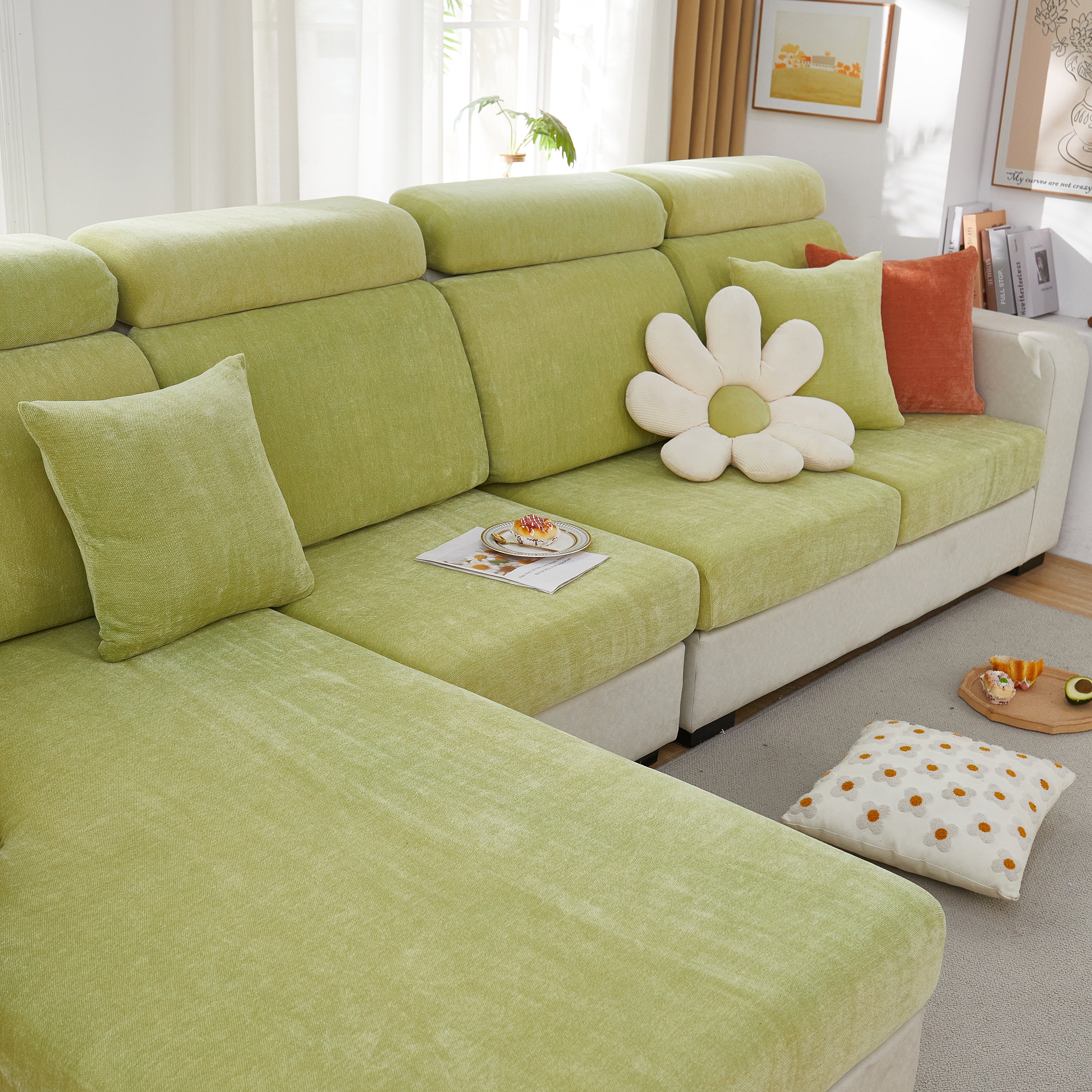 Chenille Cushion Covers for 1/2/3/4 Seater Sofas and L-shaped Couches, Furniture Covers for Pets - Image 108