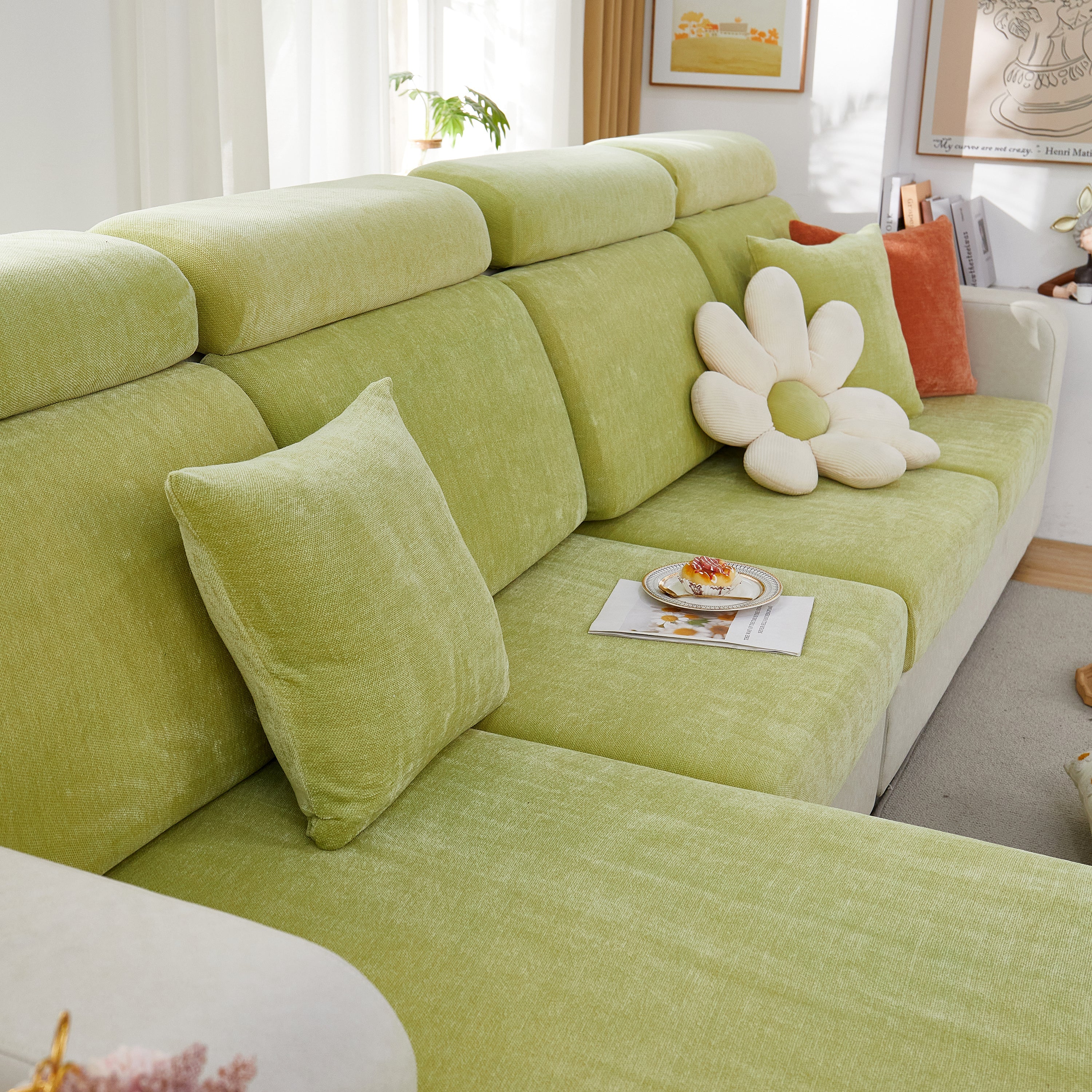 Chenille Cushion Covers for 1/2/3/4 Seater Sofas and L-shaped Couches, Furniture Covers for Pets - Image 111