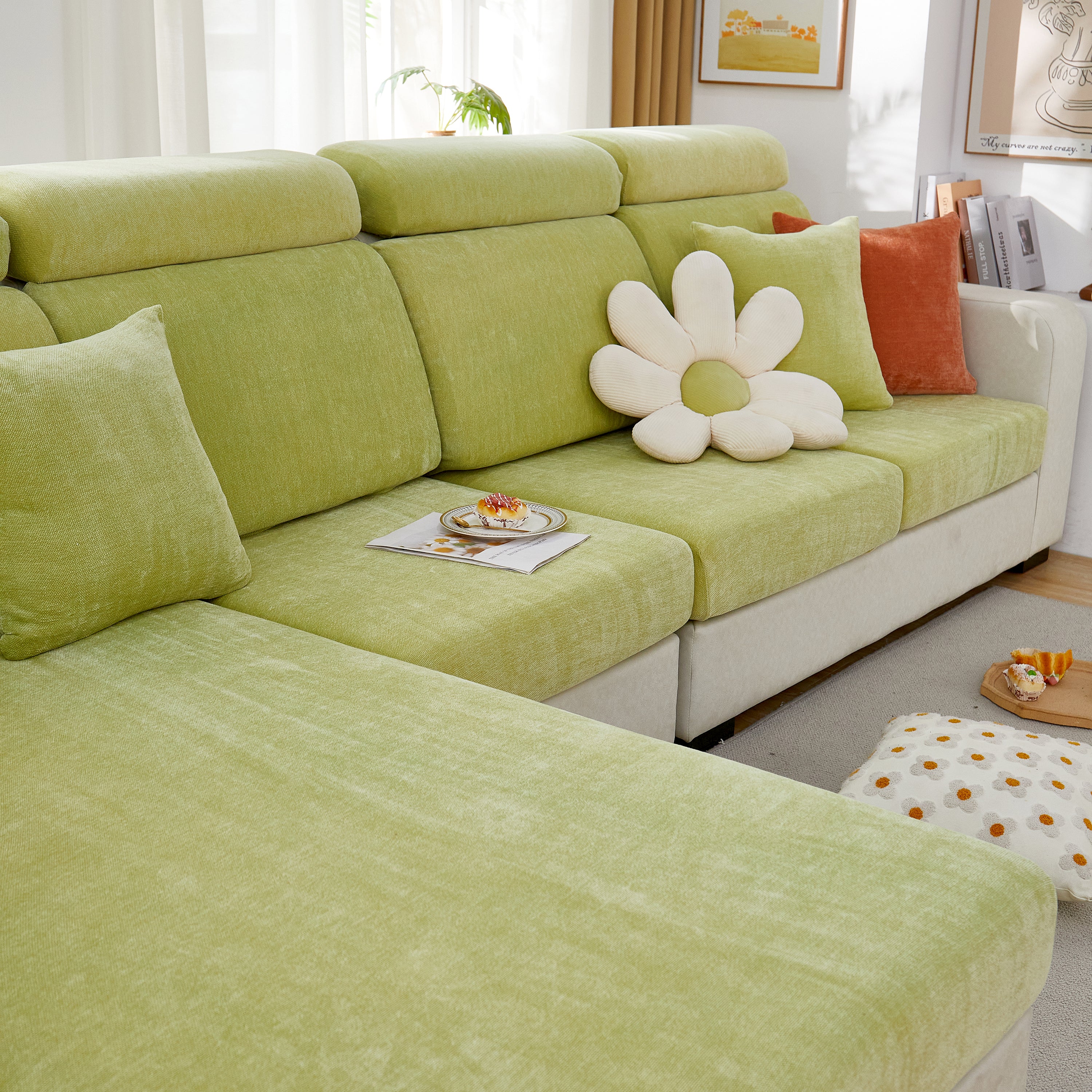 Chenille Cushion Covers for 1/2/3/4 Seater Sofas and L-shaped Couches, Furniture Covers for Pets - Image 112