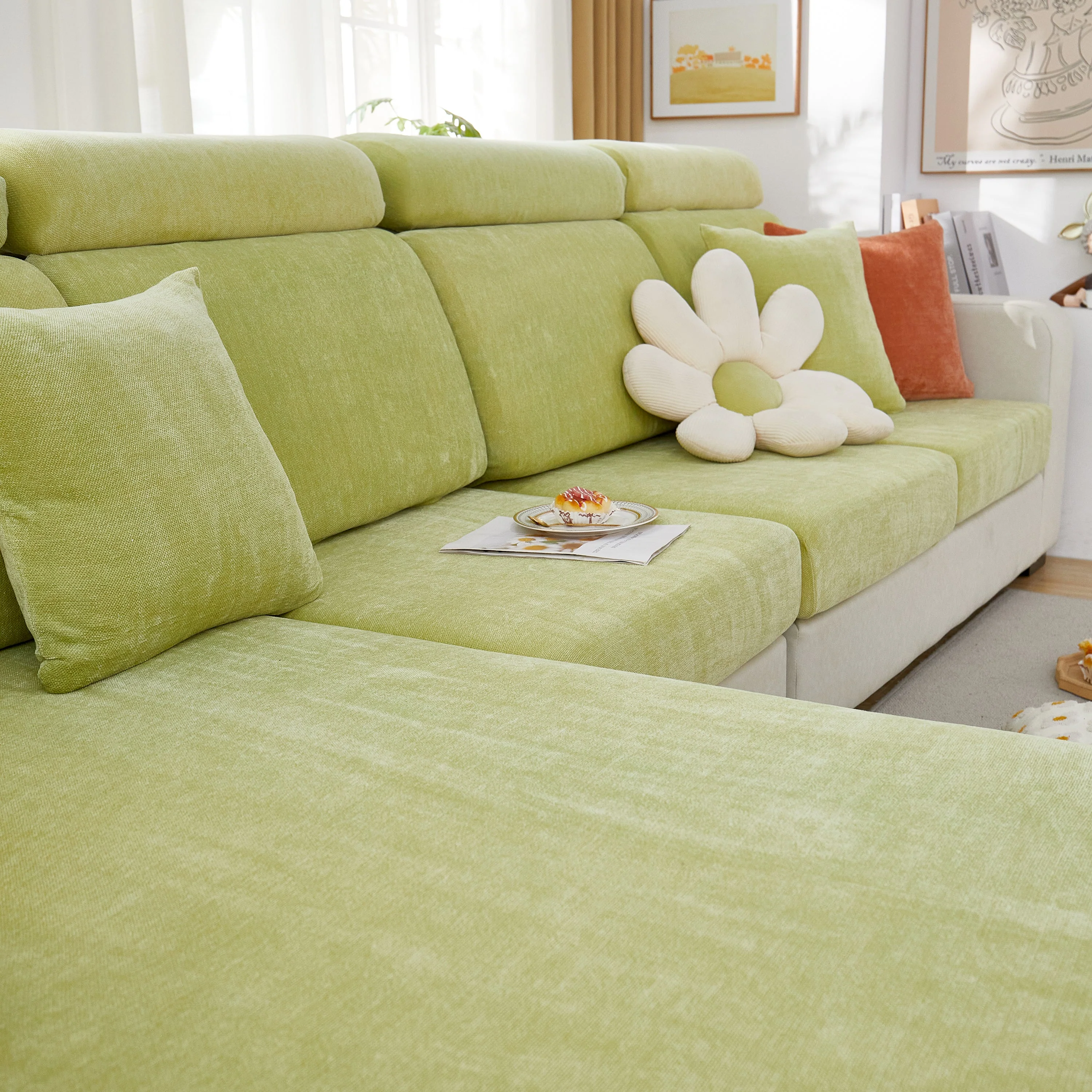 Chenille Cushion Covers for 1/2/3/4 Seater Sofas and L-shaped Couches, Furniture Covers for Pets - Image 113