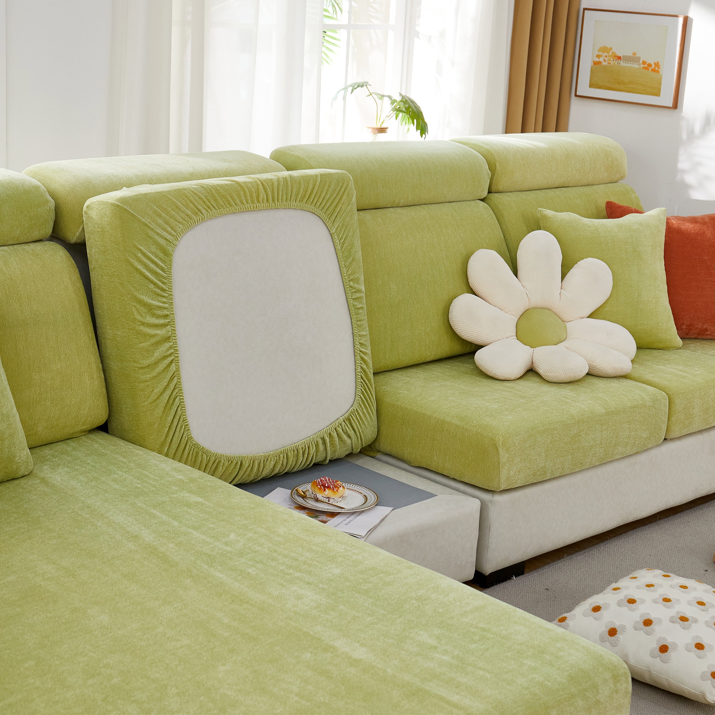 Chenille Cushion Covers for 1/2/3/4 Seater Sofas and L-shaped Couches, Furniture Covers for Pets - Image 116