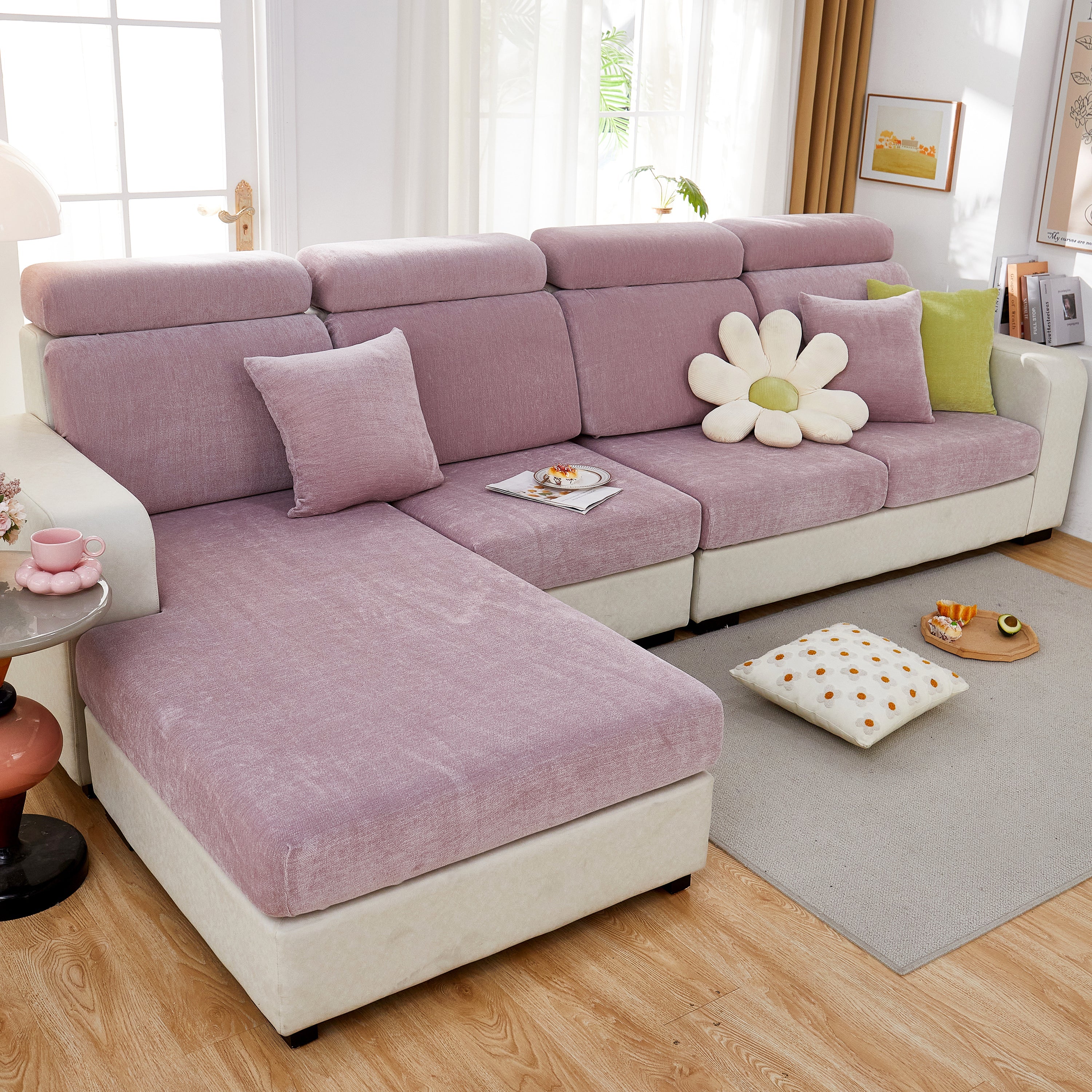 Chenille Cushion Covers for 1/2/3/4 Seater Sofas and L-shaped Couches, Furniture Covers for Pets - Image 122