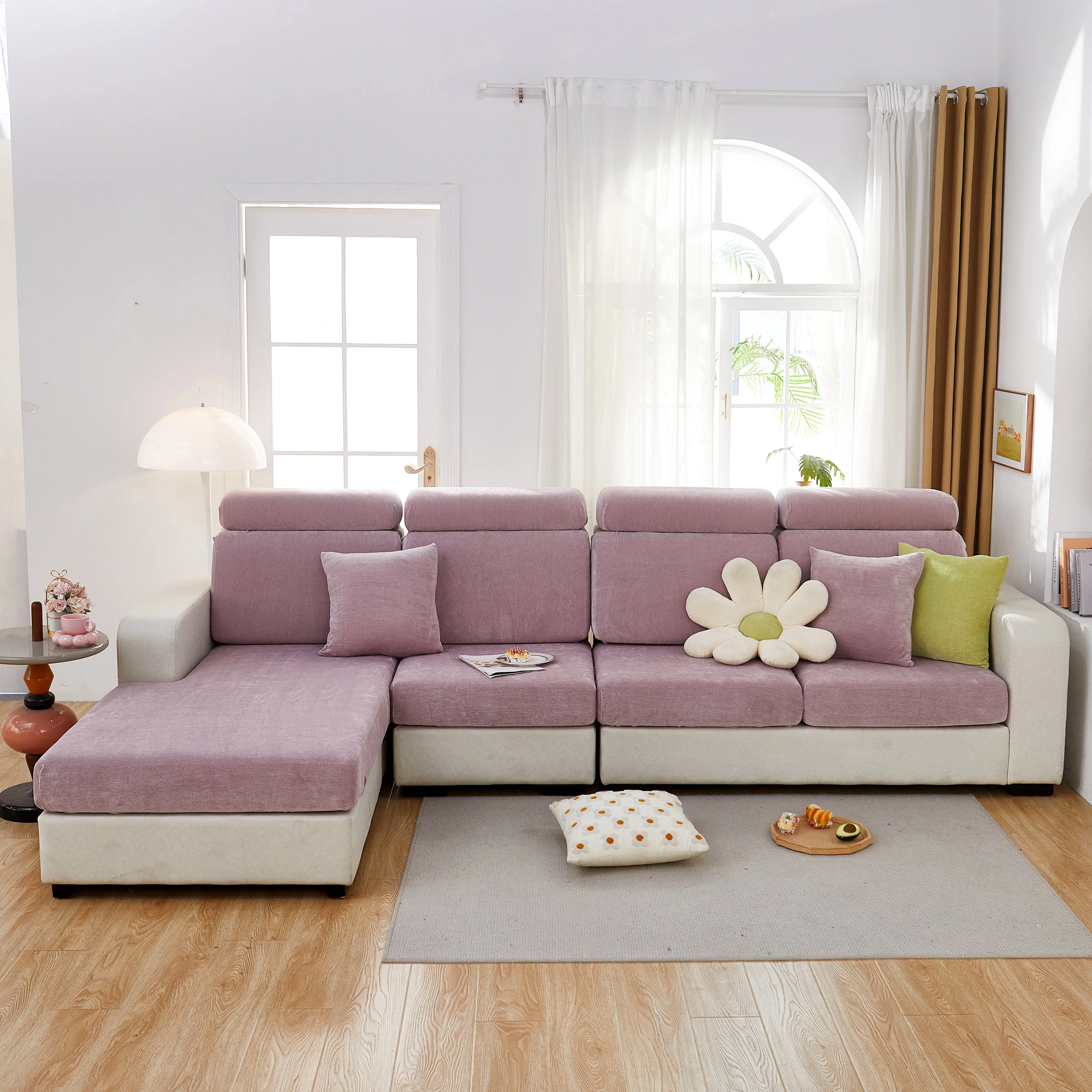 Chenille Cushion Covers for 1/2/3/4 Seater Sofas and L-shaped Couches, Furniture Covers for Pets - Image 124