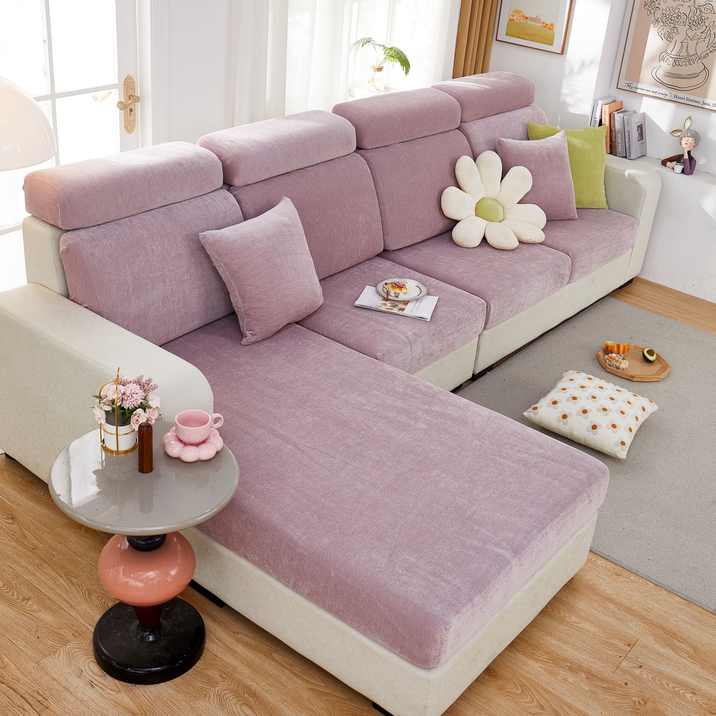 Chenille Cushion Covers for 1/2/3/4 Seater Sofas and L-shaped Couches, Furniture Covers for Pets - Image 126