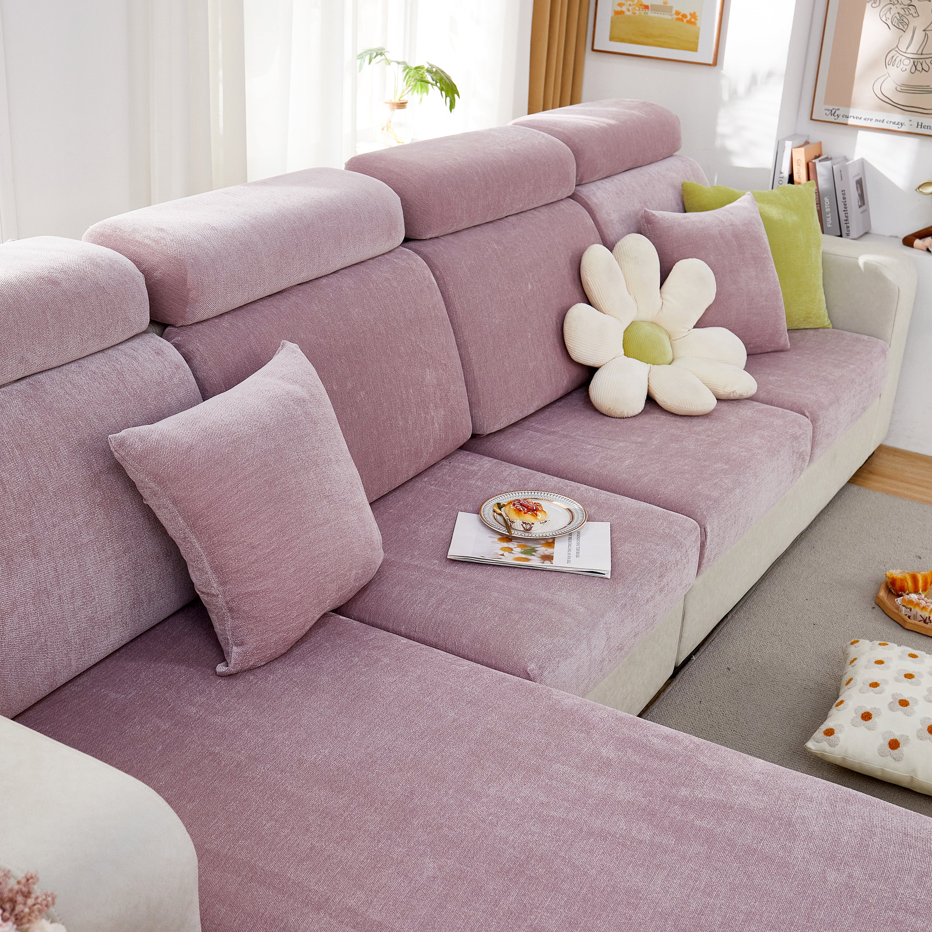 Chenille Cushion Covers for 1/2/3/4 Seater Sofas and L-shaped Couches, Furniture Covers for Pets - Image 127