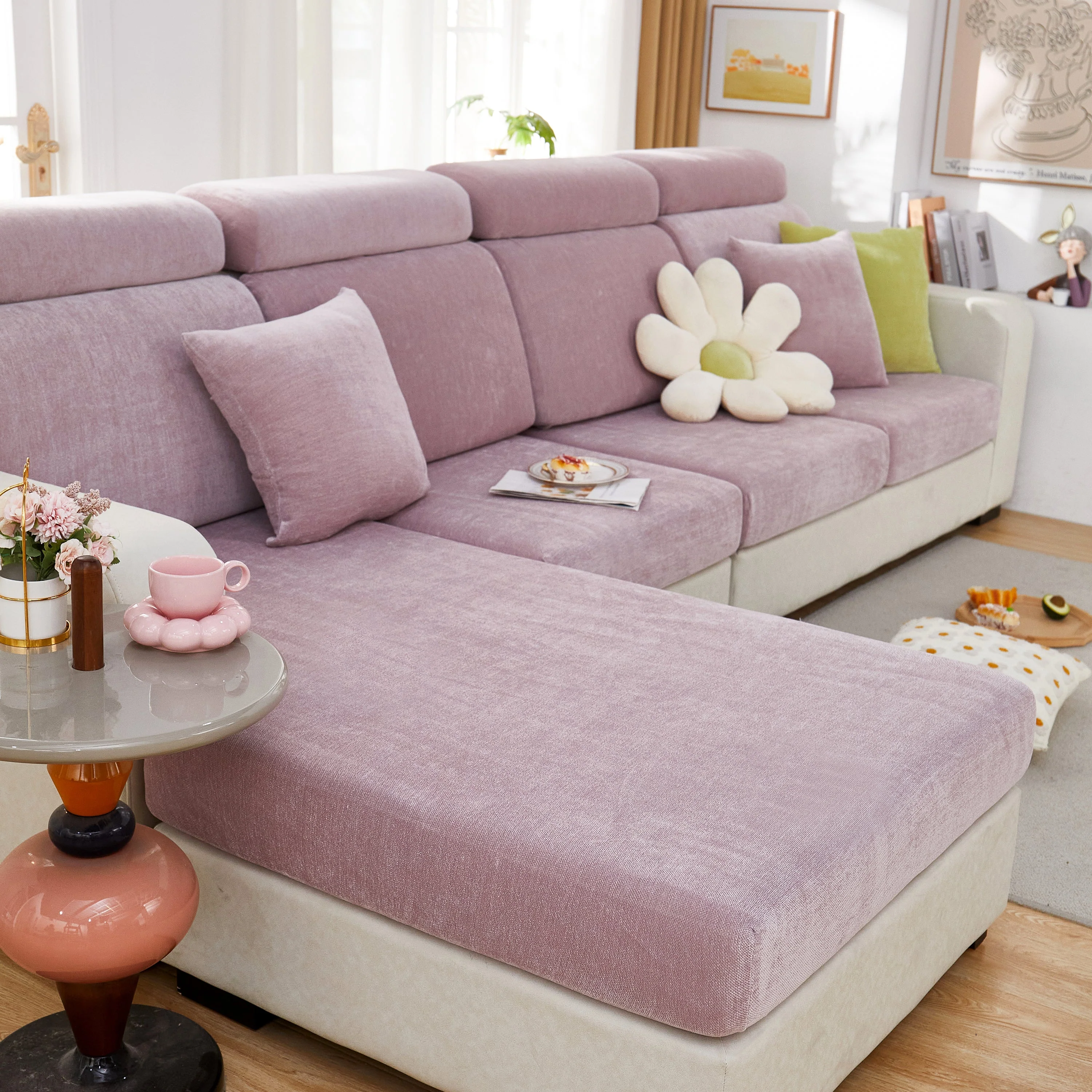 Chenille Cushion Covers for 1/2/3/4 Seater Sofas and L-shaped Couches, Furniture Covers for Pets - Image 128