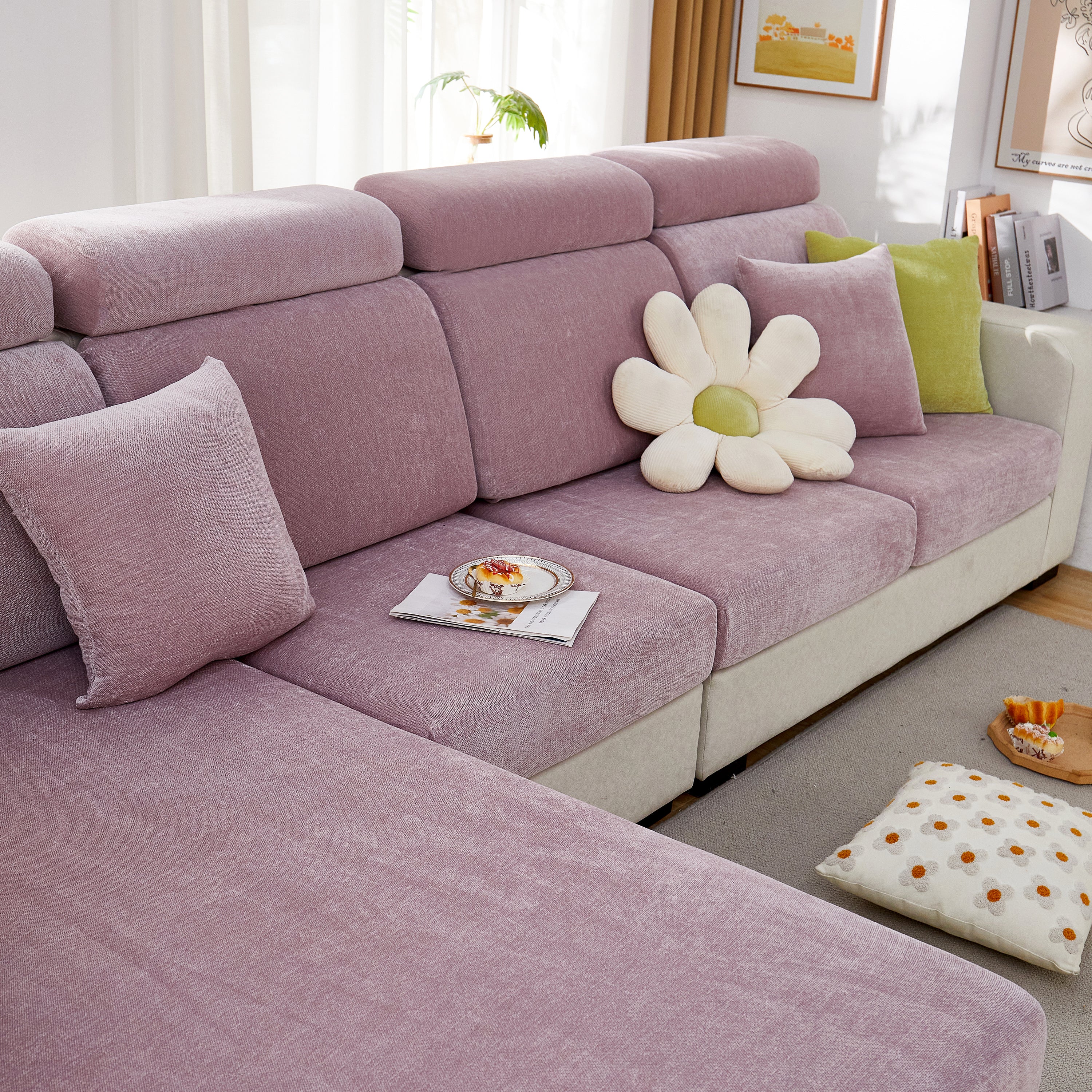 Chenille Cushion Covers for 1/2/3/4 Seater Sofas and L-shaped Couches, Furniture Covers for Pets - Image 129