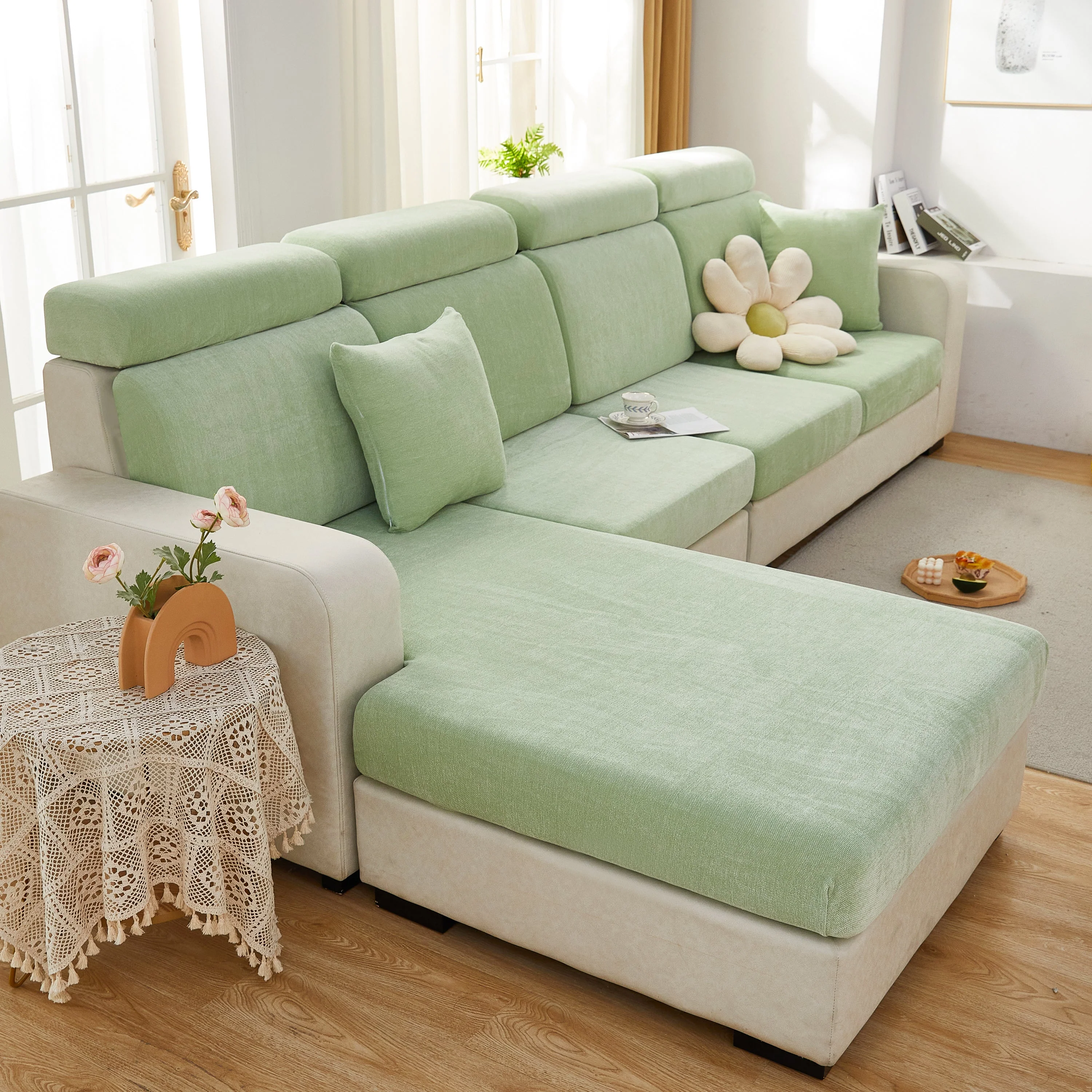 Chenille Cushion Covers for 1/2/3/4 Seater Sofas and L-shaped Couches, Furniture Covers for Pets - Image 13
