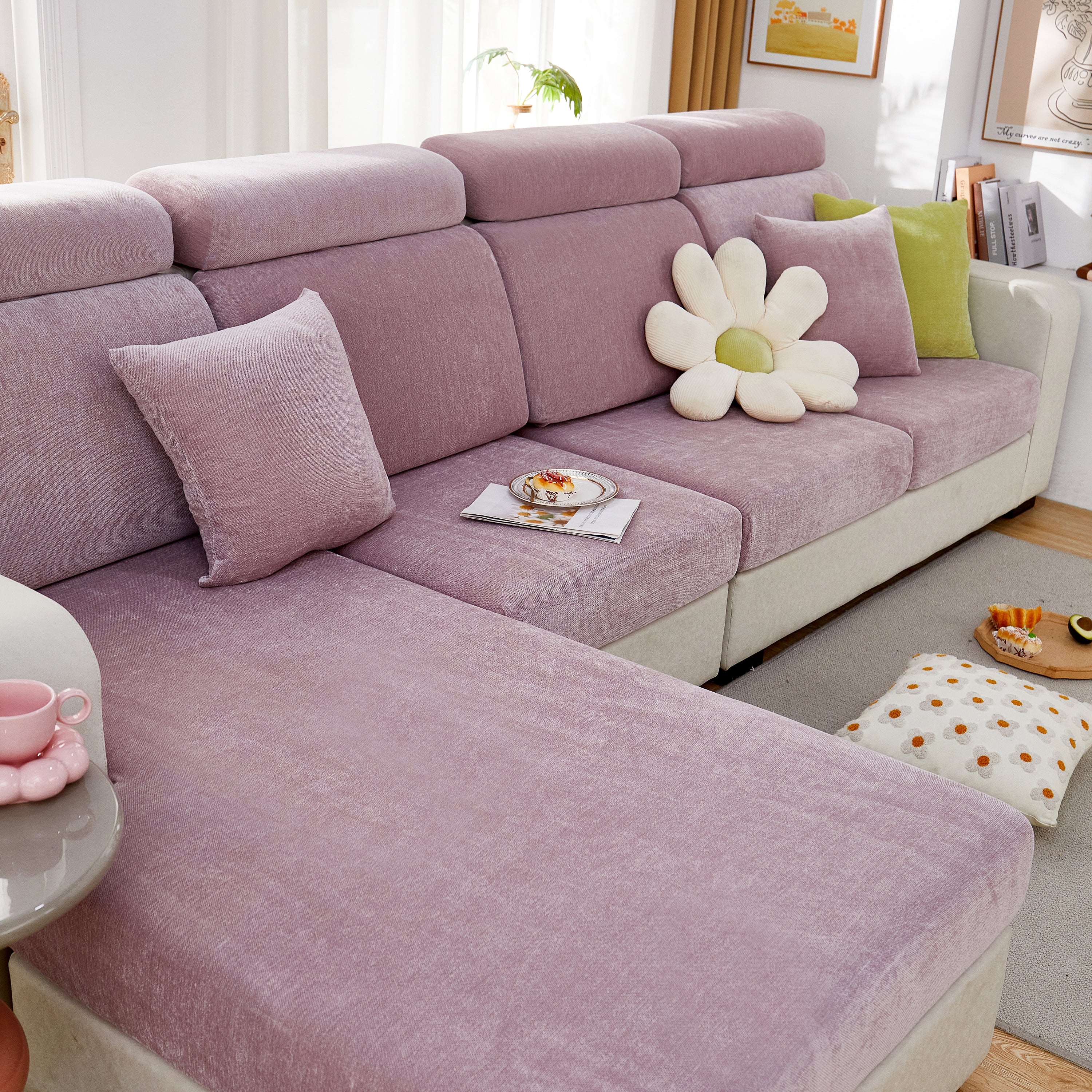 Chenille Cushion Covers for 1/2/3/4 Seater Sofas and L-shaped Couches, Furniture Covers for Pets - Image 130