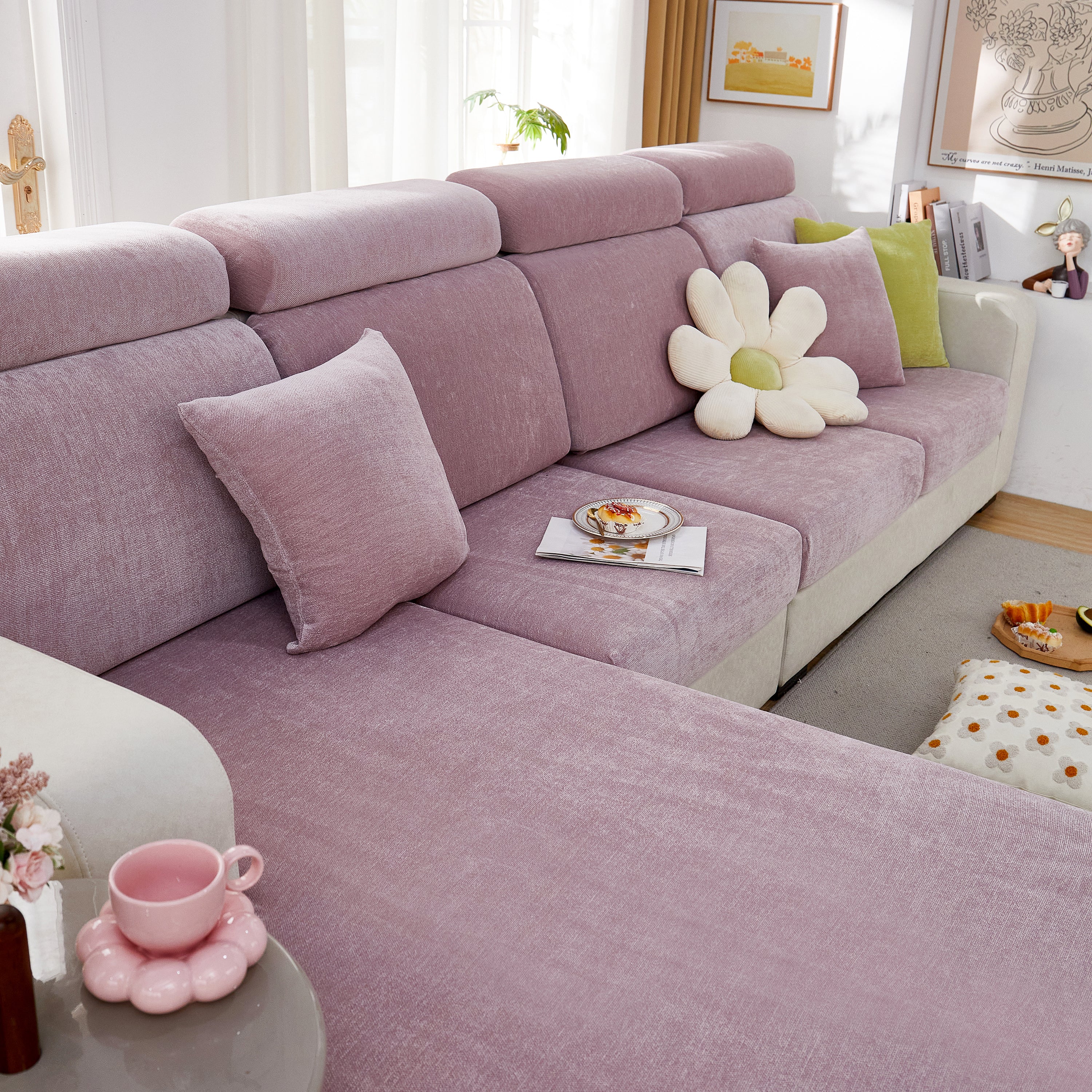 Chenille Cushion Covers for 1/2/3/4 Seater Sofas and L-shaped Couches, Furniture Covers for Pets - Image 131