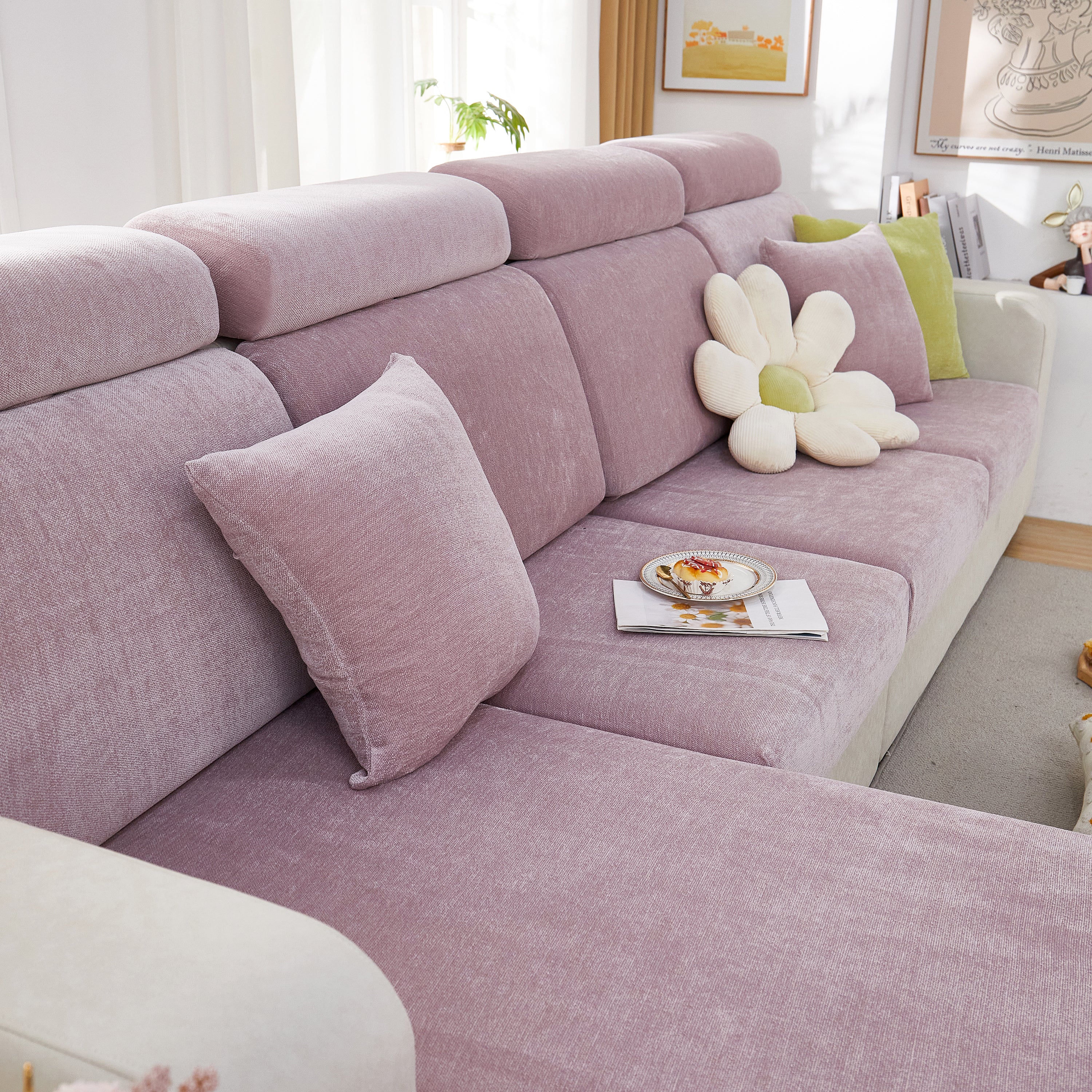 Chenille Cushion Covers for 1/2/3/4 Seater Sofas and L-shaped Couches, Furniture Covers for Pets - Image 132