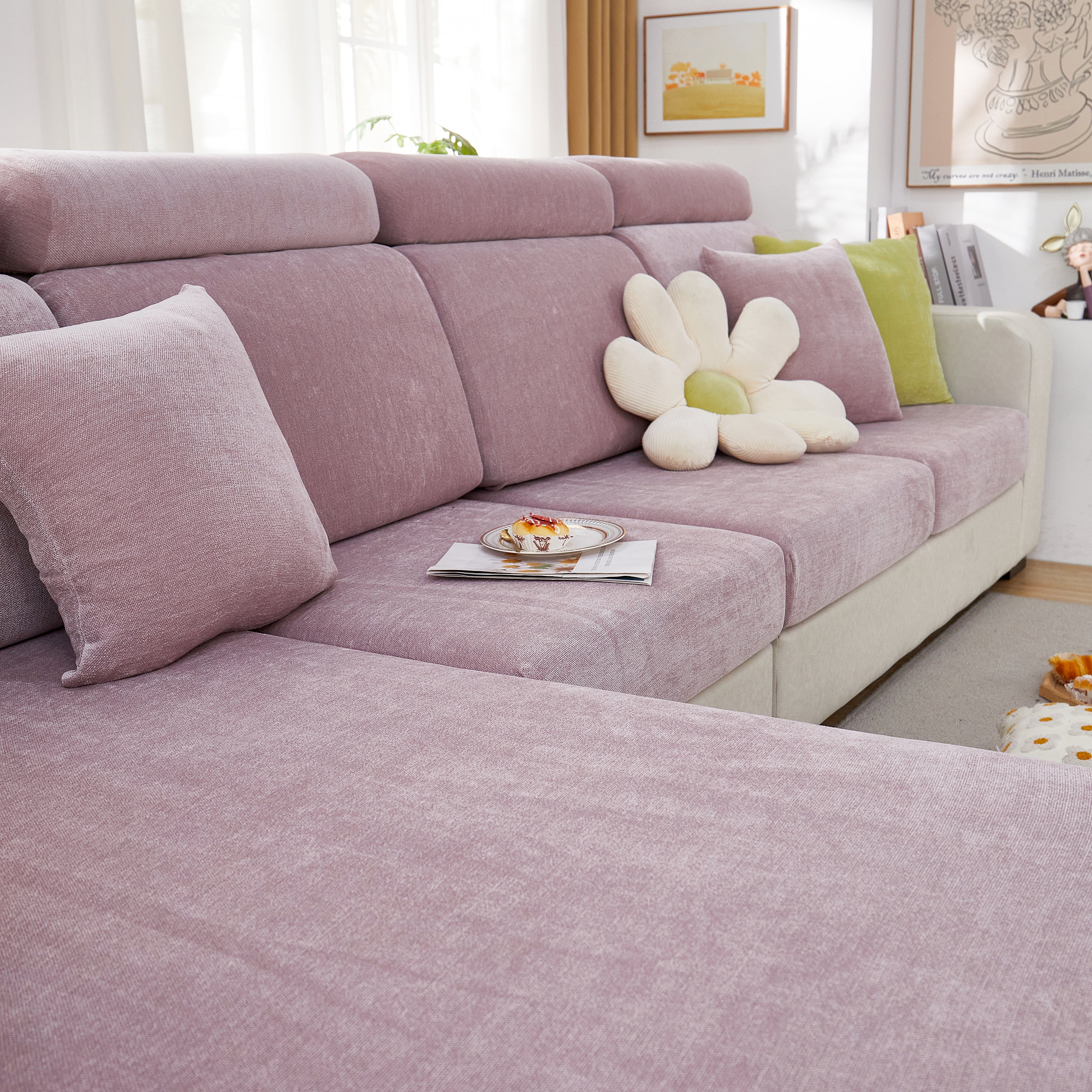Chenille Cushion Covers for 1/2/3/4 Seater Sofas and L-shaped Couches, Furniture Covers for Pets - Image 133
