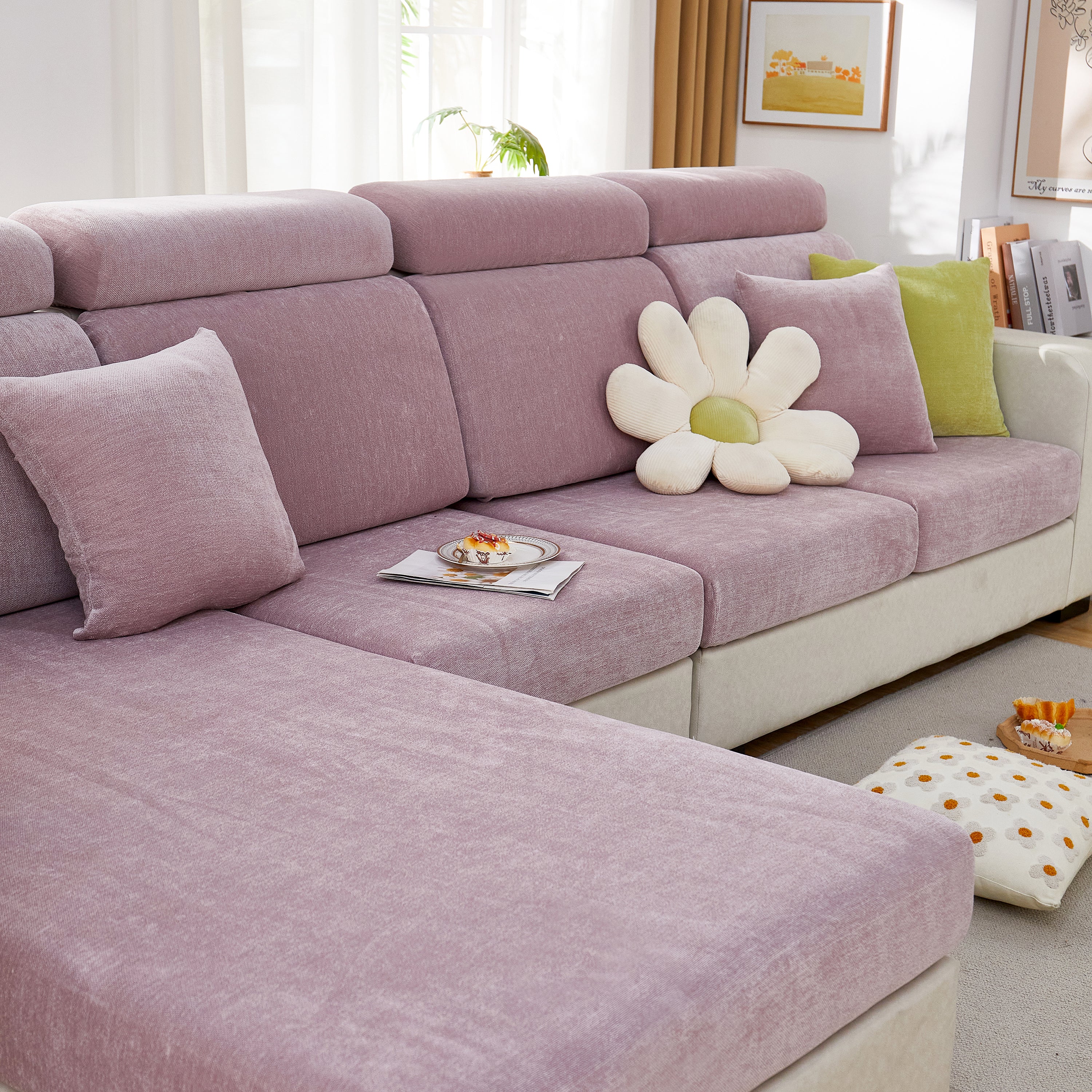 Chenille Cushion Covers for 1/2/3/4 Seater Sofas and L-shaped Couches, Furniture Covers for Pets - Image 134