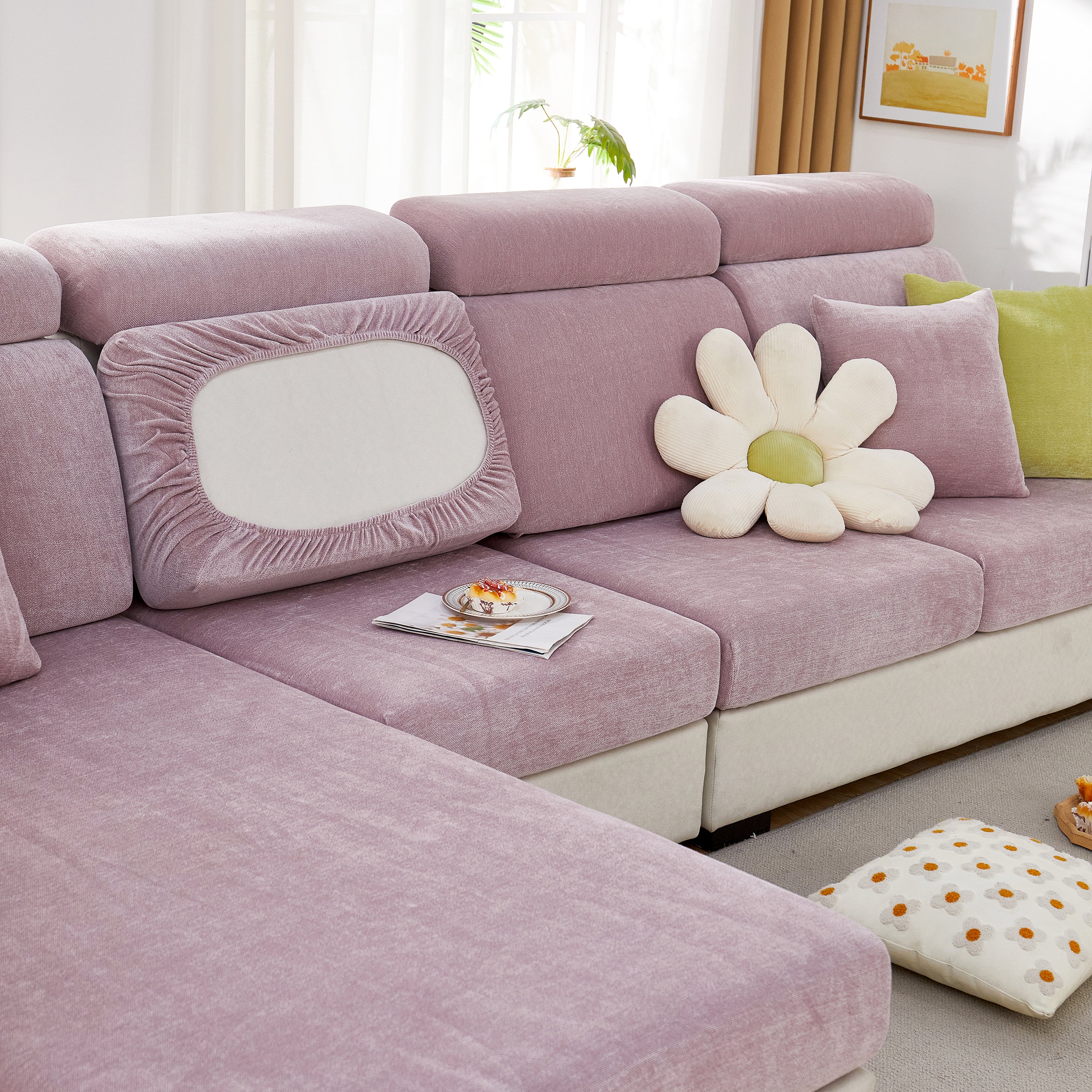 Chenille Cushion Covers for 1/2/3/4 Seater Sofas and L-shaped Couches, Furniture Covers for Pets - Image 136