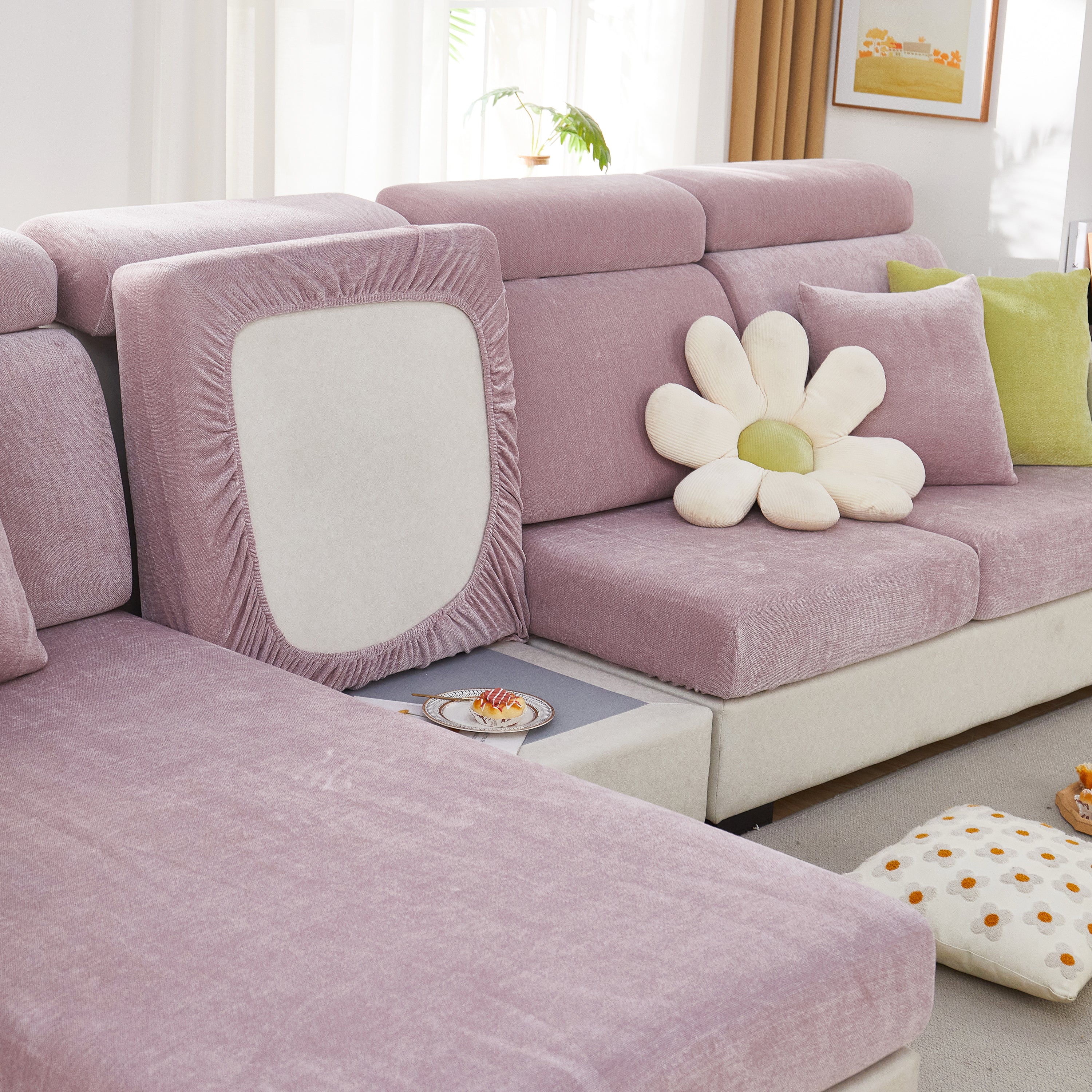 Chenille Cushion Covers for 1/2/3/4 Seater Sofas and L-shaped Couches, Furniture Covers for Pets - Image 137