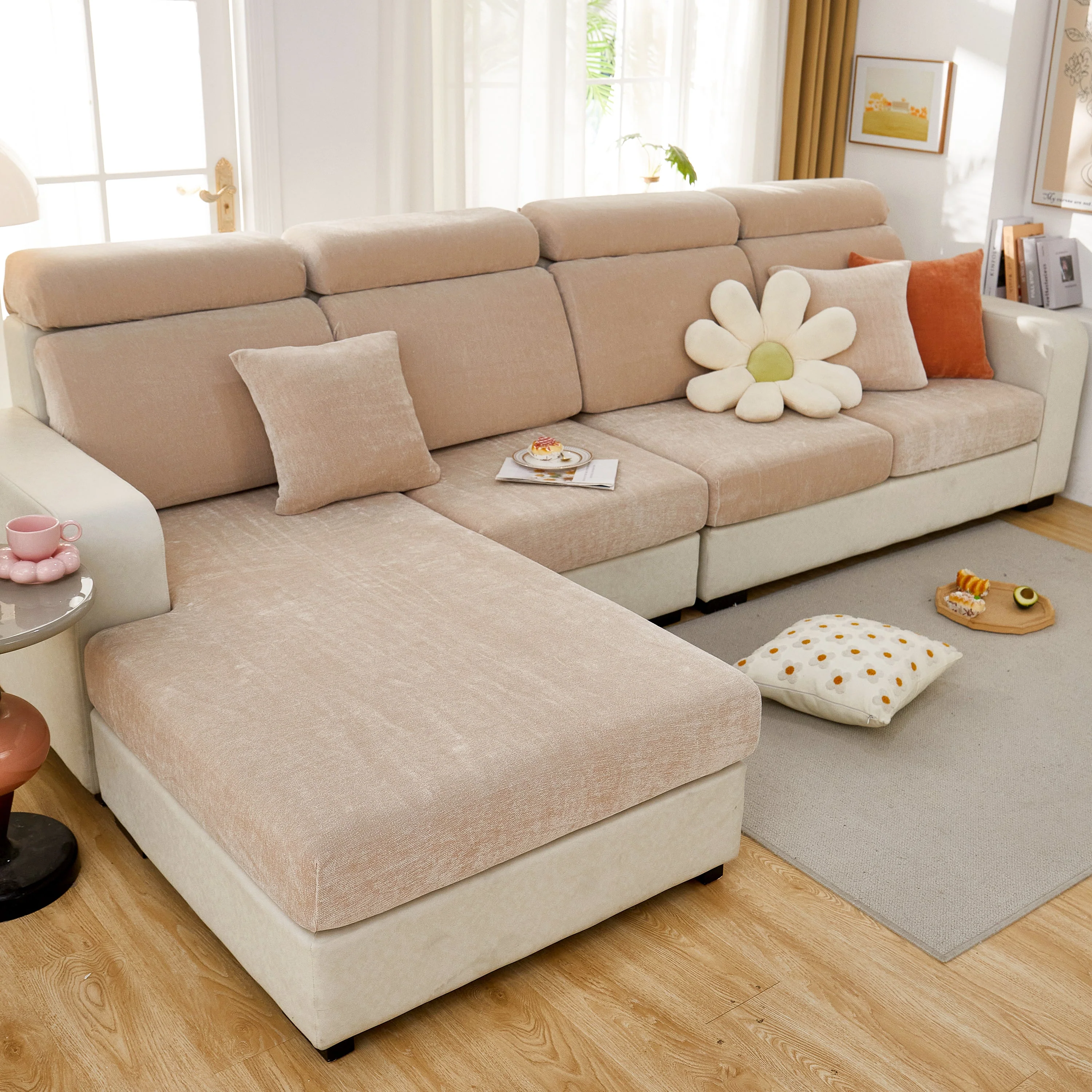 Chenille Cushion Covers for 1/2/3/4 Seater Sofas and L-shaped Couches, Furniture Covers for Pets - Image 143