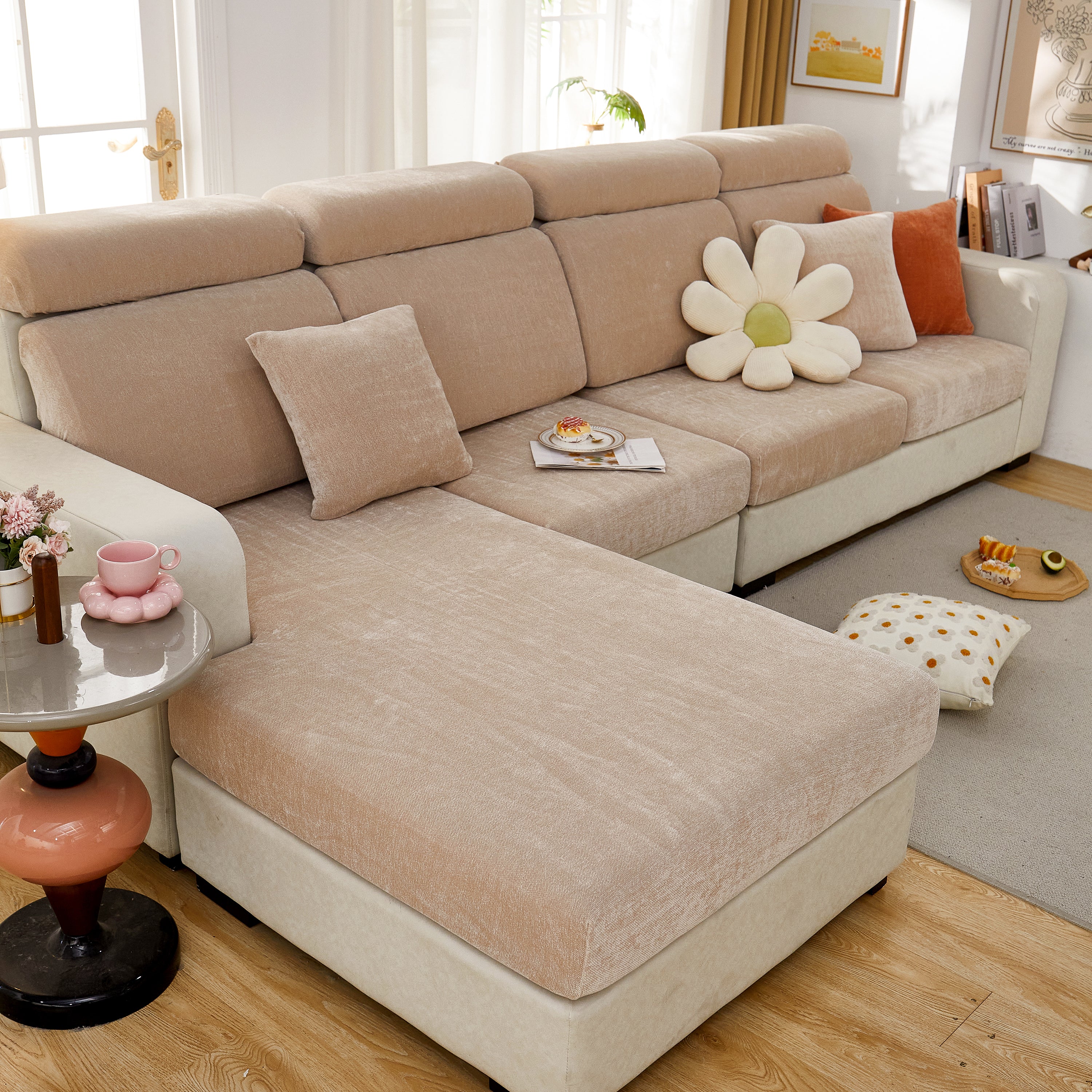 Chenille Cushion Covers for 1/2/3/4 Seater Sofas and L-shaped Couches, Furniture Covers for Pets - Image 146