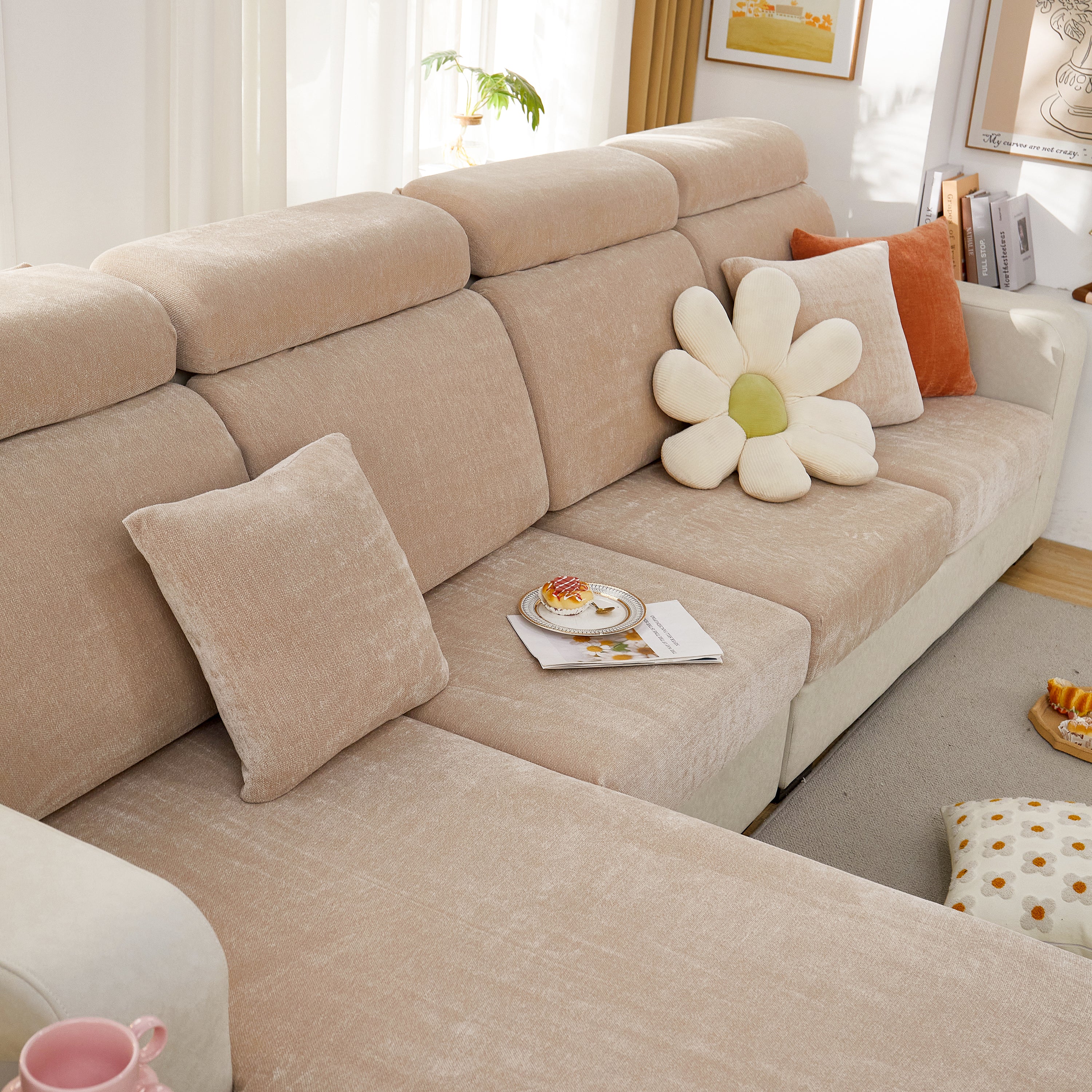 Chenille Cushion Covers for 1/2/3/4 Seater Sofas and L-shaped Couches, Furniture Covers for Pets - Image 147