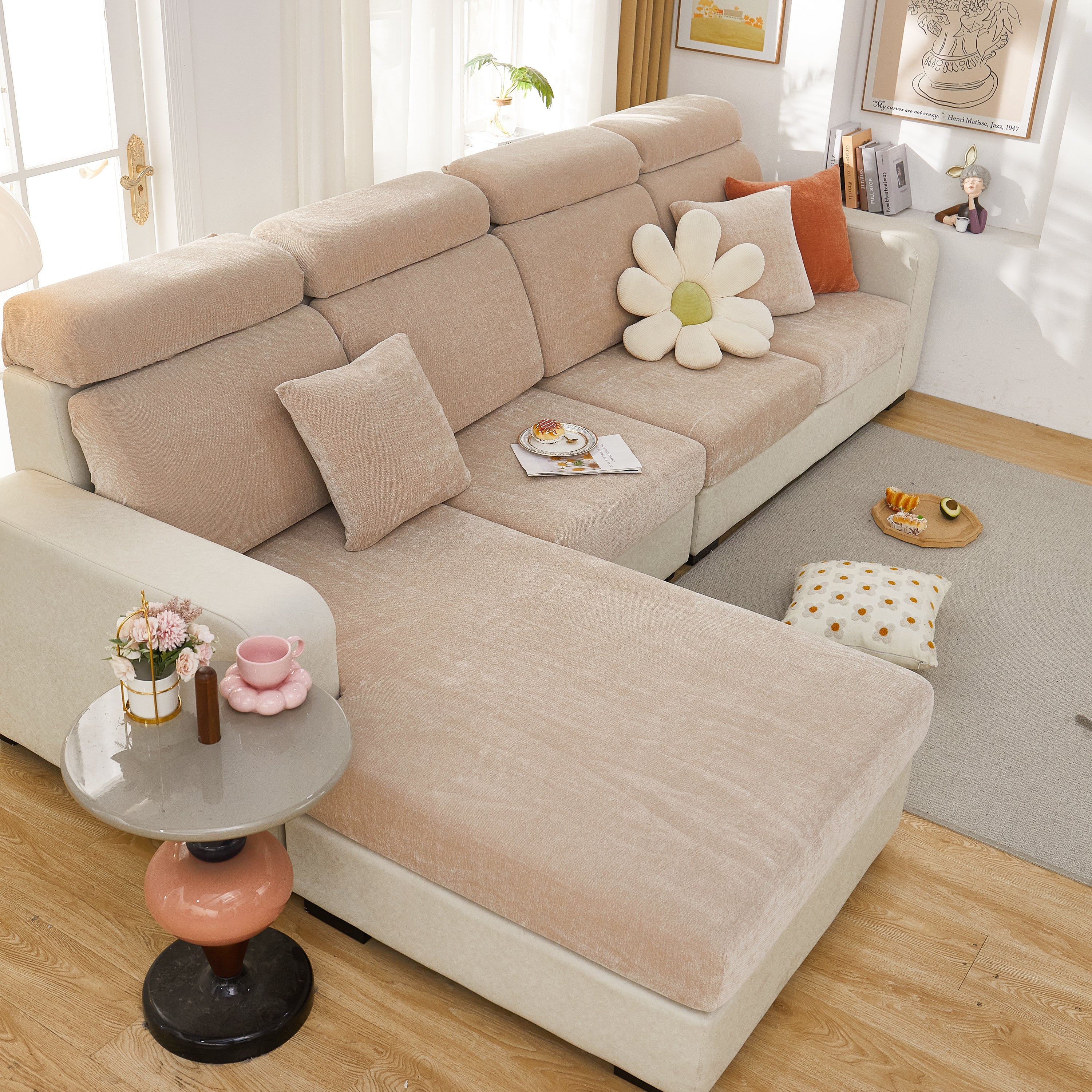 Chenille Cushion Covers for 1/2/3/4 Seater Sofas and L-shaped Couches, Furniture Covers for Pets - Image 148
