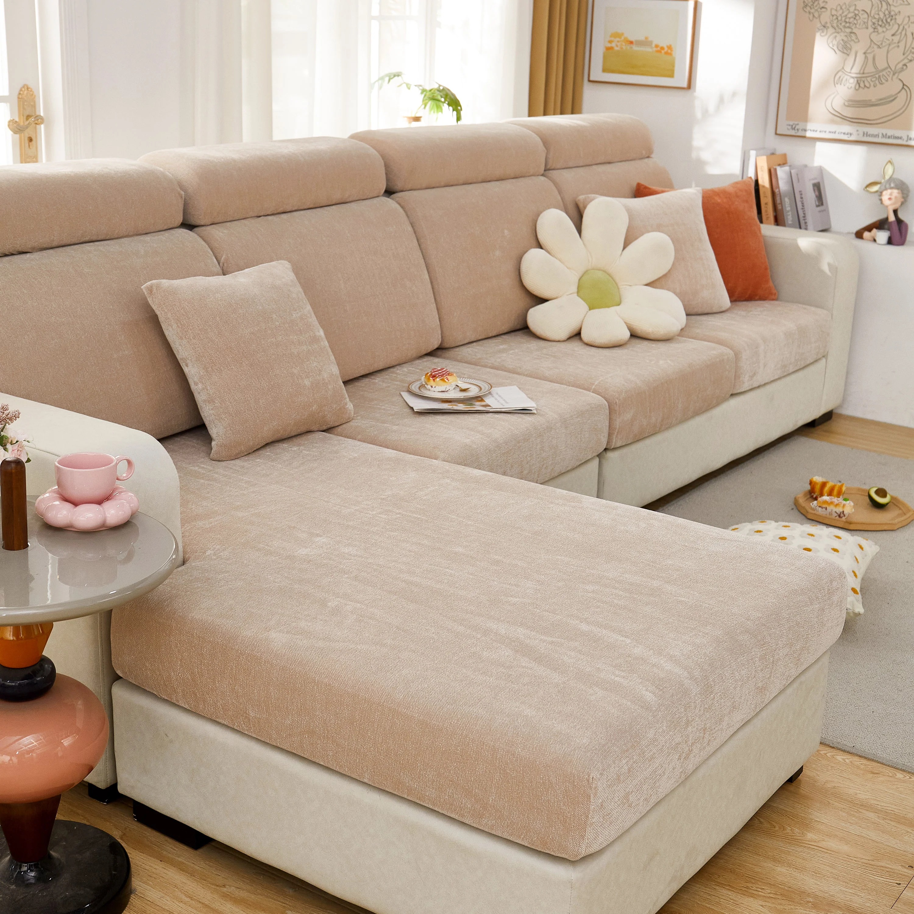 Chenille Cushion Covers for 1/2/3/4 Seater Sofas and L-shaped Couches, Furniture Covers for Pets - Image 149
