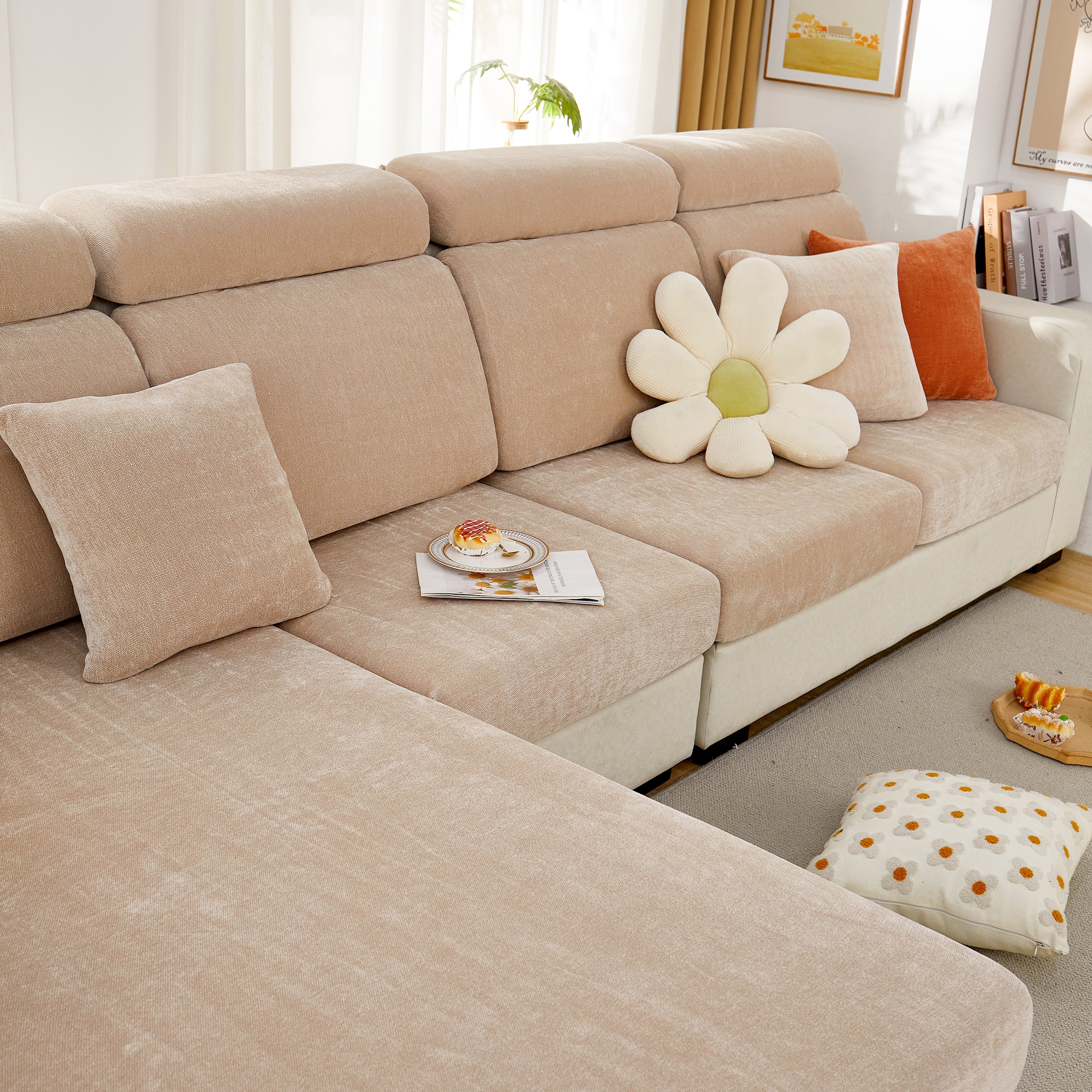 Chenille Cushion Covers for 1/2/3/4 Seater Sofas and L-shaped Couches, Furniture Covers for Pets - Image 150
