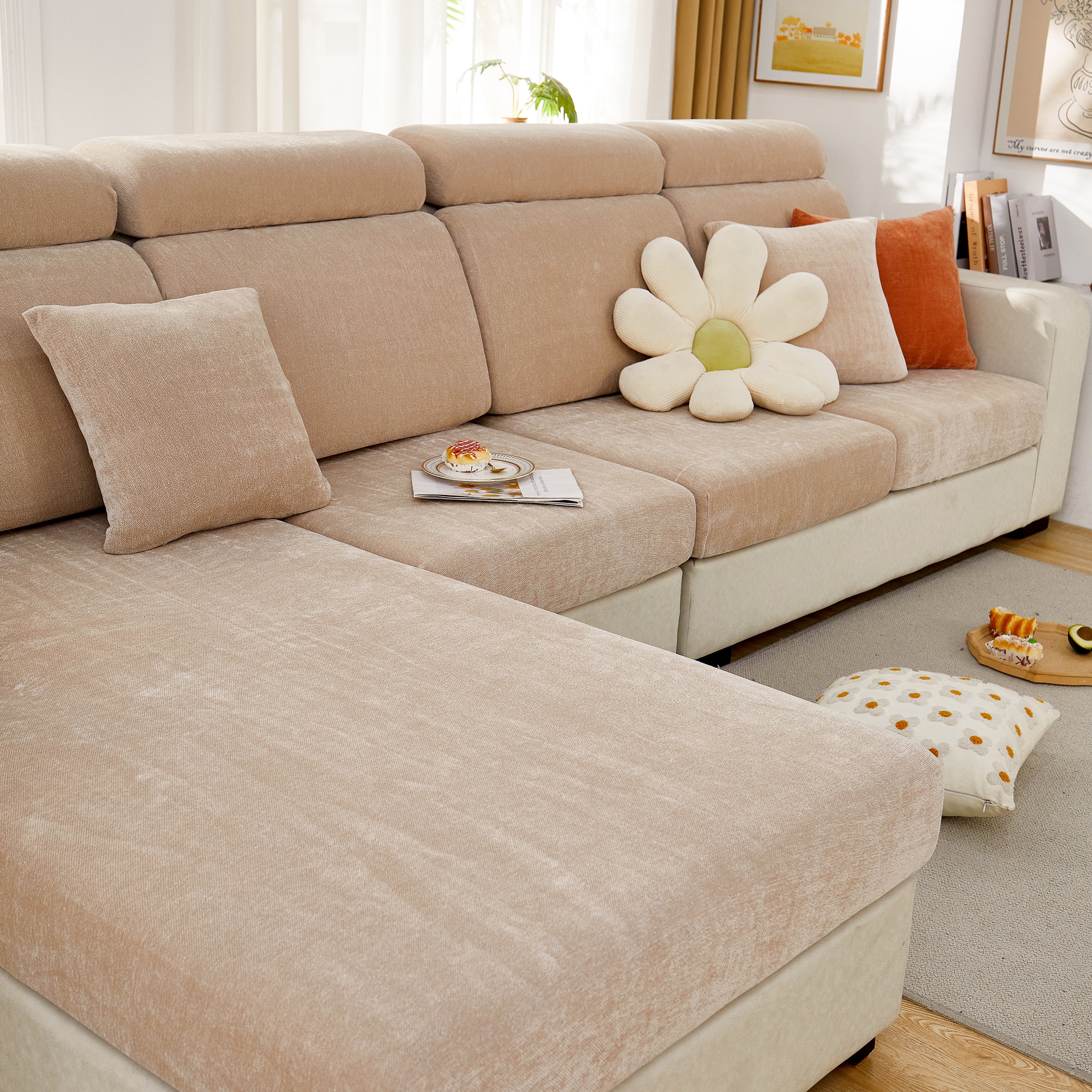 Chenille Cushion Covers for 1/2/3/4 Seater Sofas and L-shaped Couches, Furniture Covers for Pets - Image 151
