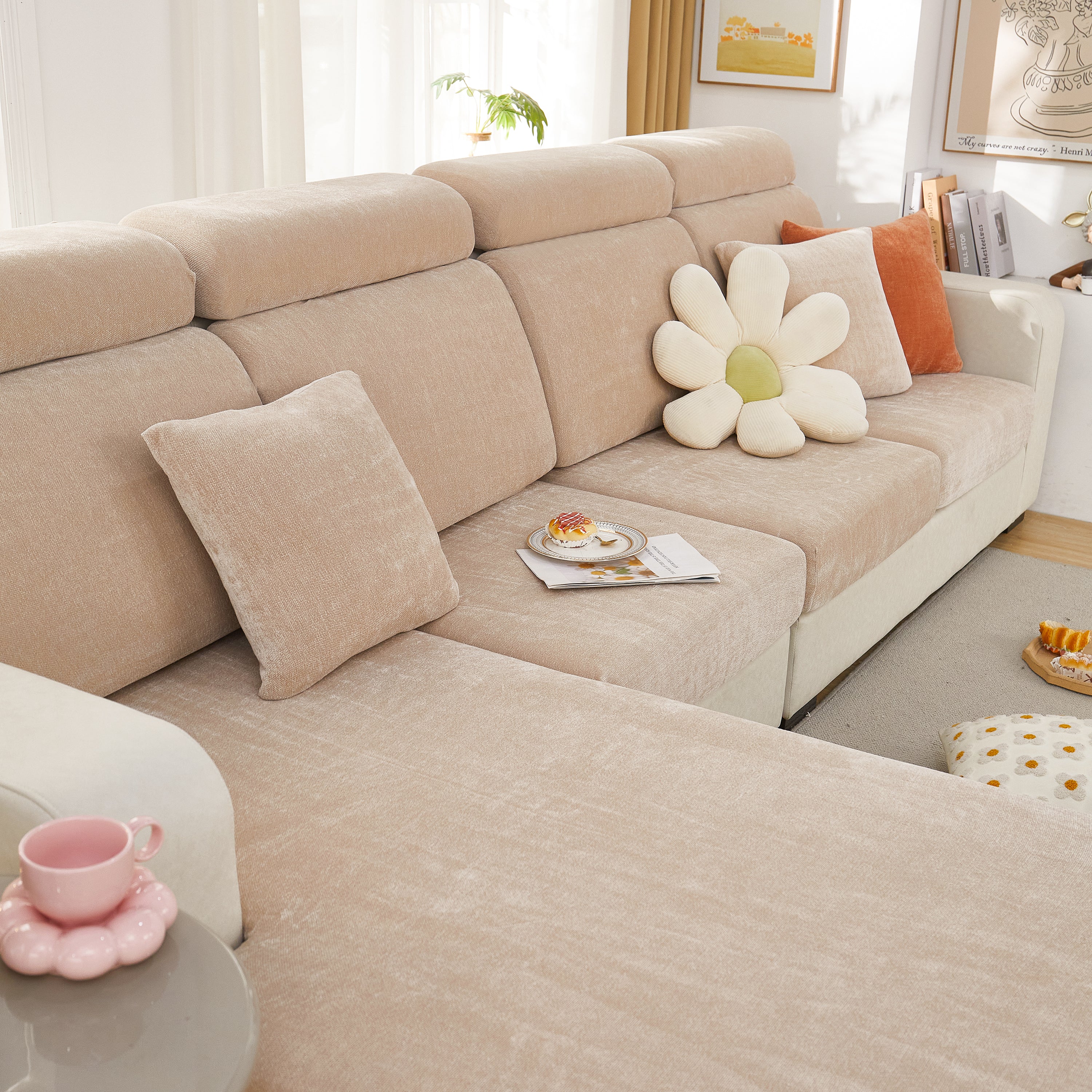 Chenille Cushion Covers for 1/2/3/4 Seater Sofas and L-shaped Couches, Furniture Covers for Pets - Image 152