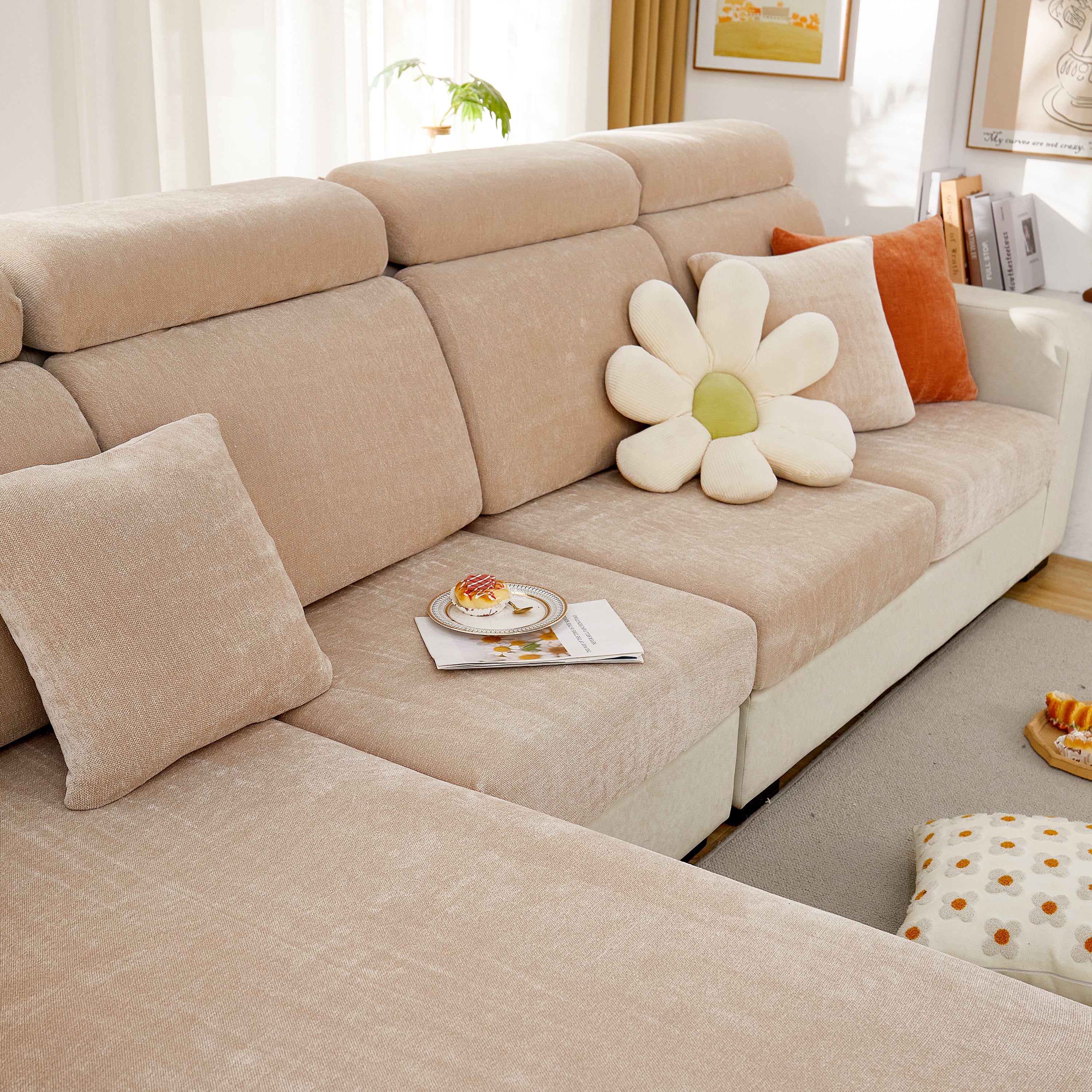 Chenille Cushion Covers for 1/2/3/4 Seater Sofas and L-shaped Couches, Furniture Covers for Pets - Image 153