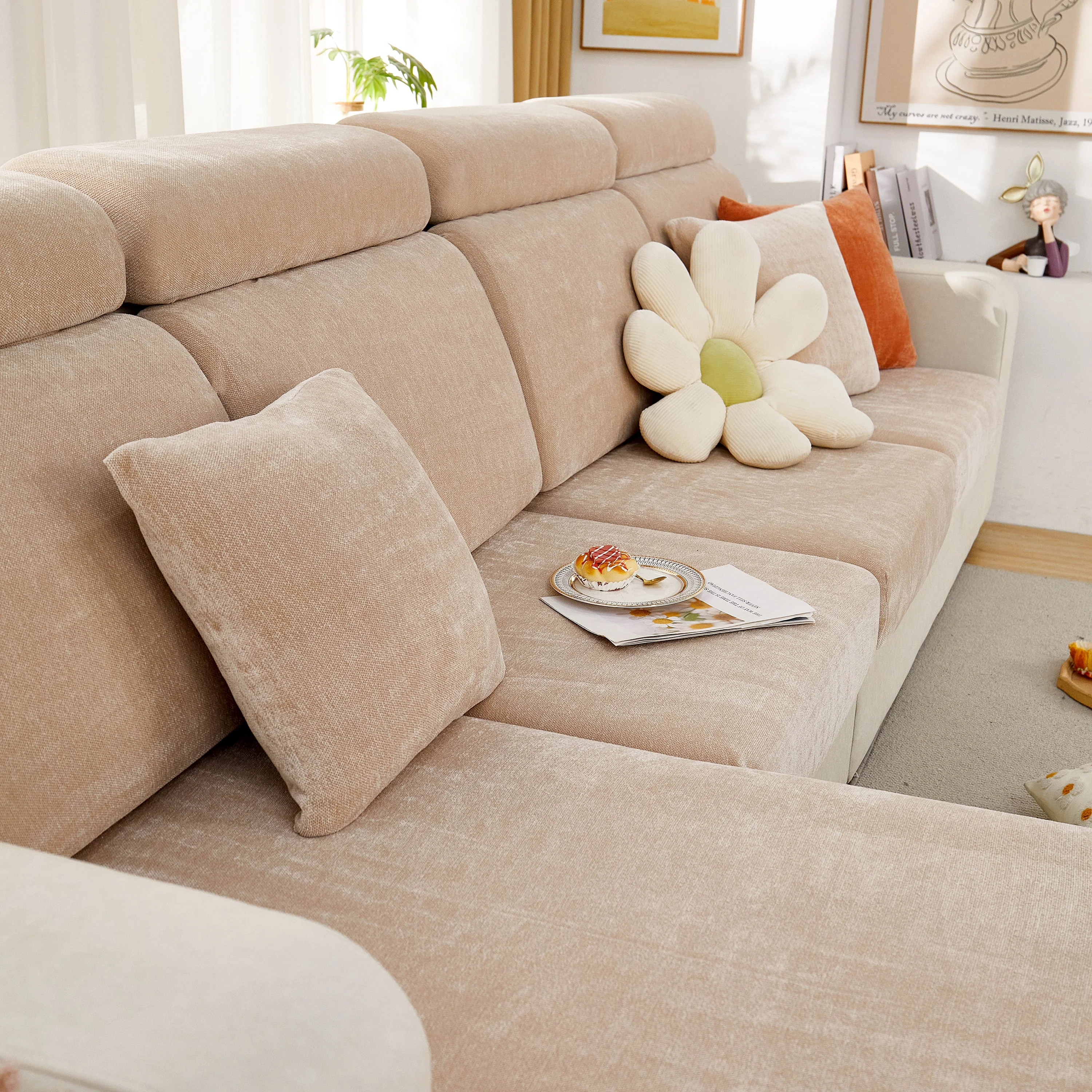 Chenille Cushion Covers for 1/2/3/4 Seater Sofas and L-shaped Couches, Furniture Covers for Pets - Image 154