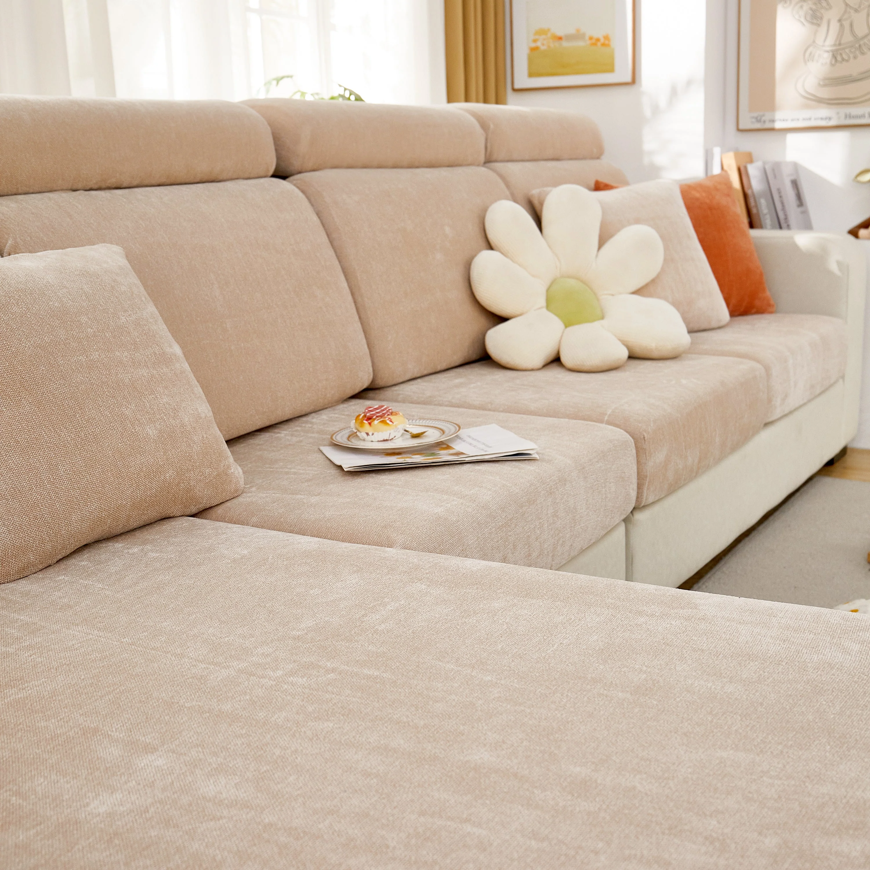 Chenille Cushion Covers for 1/2/3/4 Seater Sofas and L-shaped Couches, Furniture Covers for Pets - Image 155