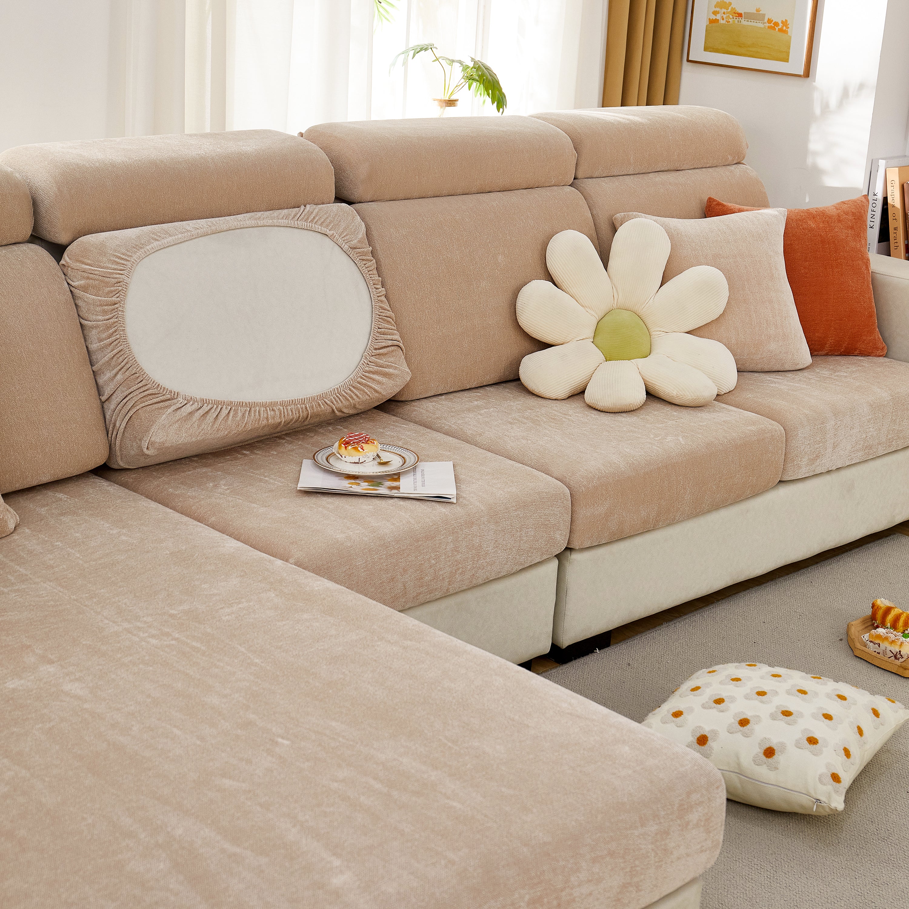 Chenille Cushion Covers for 1/2/3/4 Seater Sofas and L-shaped Couches, Furniture Covers for Pets - Image 157