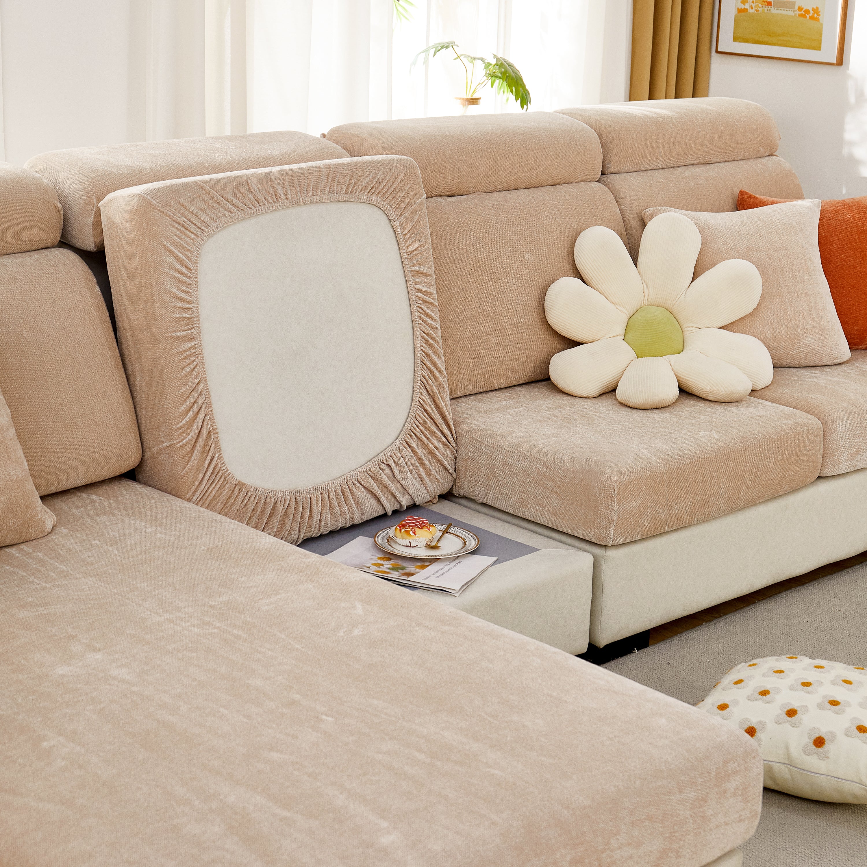 Chenille Cushion Covers for 1/2/3/4 Seater Sofas and L-shaped Couches, Furniture Covers for Pets - Image 158