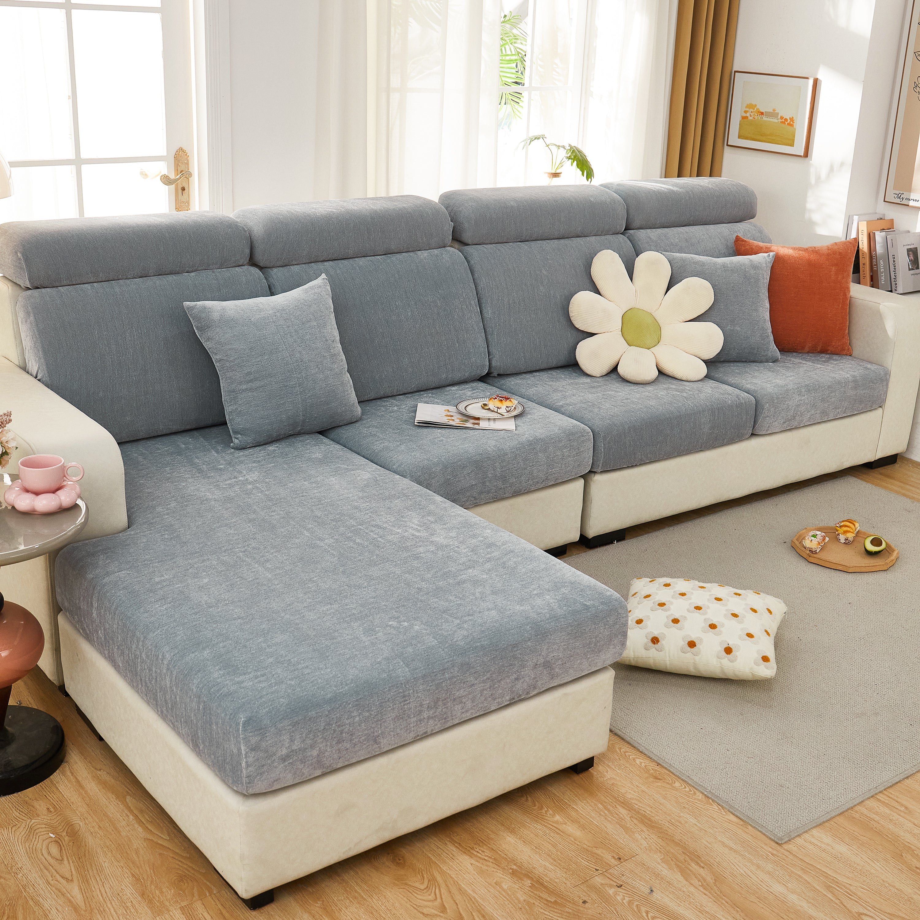 Chenille Cushion Covers for 1/2/3/4 Seater Sofas and L-shaped Couches, Furniture Covers for Pets - Image 164