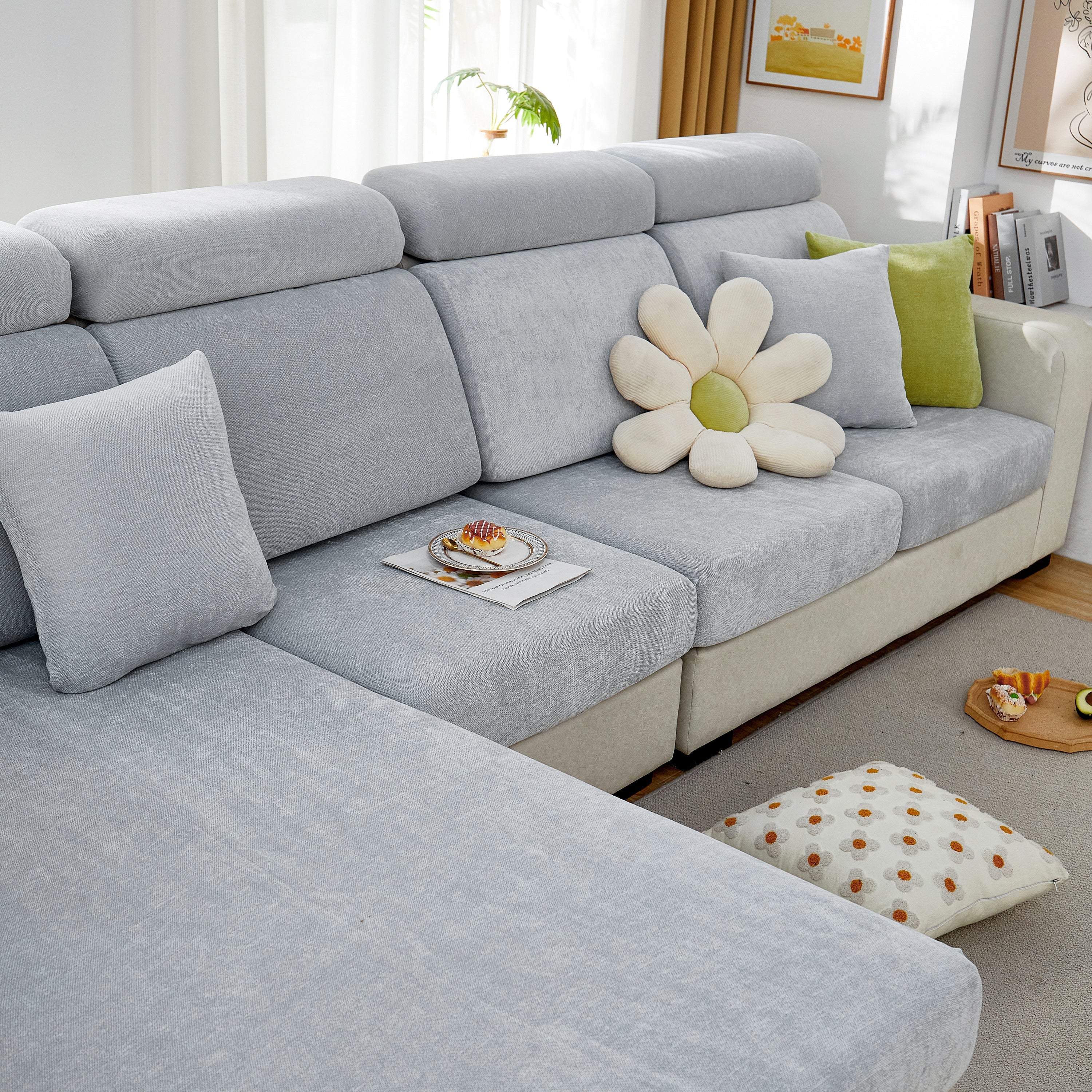 Chenille Cushion Covers for 1/2/3/4 Seater Sofas and L-shaped Couches, Furniture Covers for Pets - Image 169