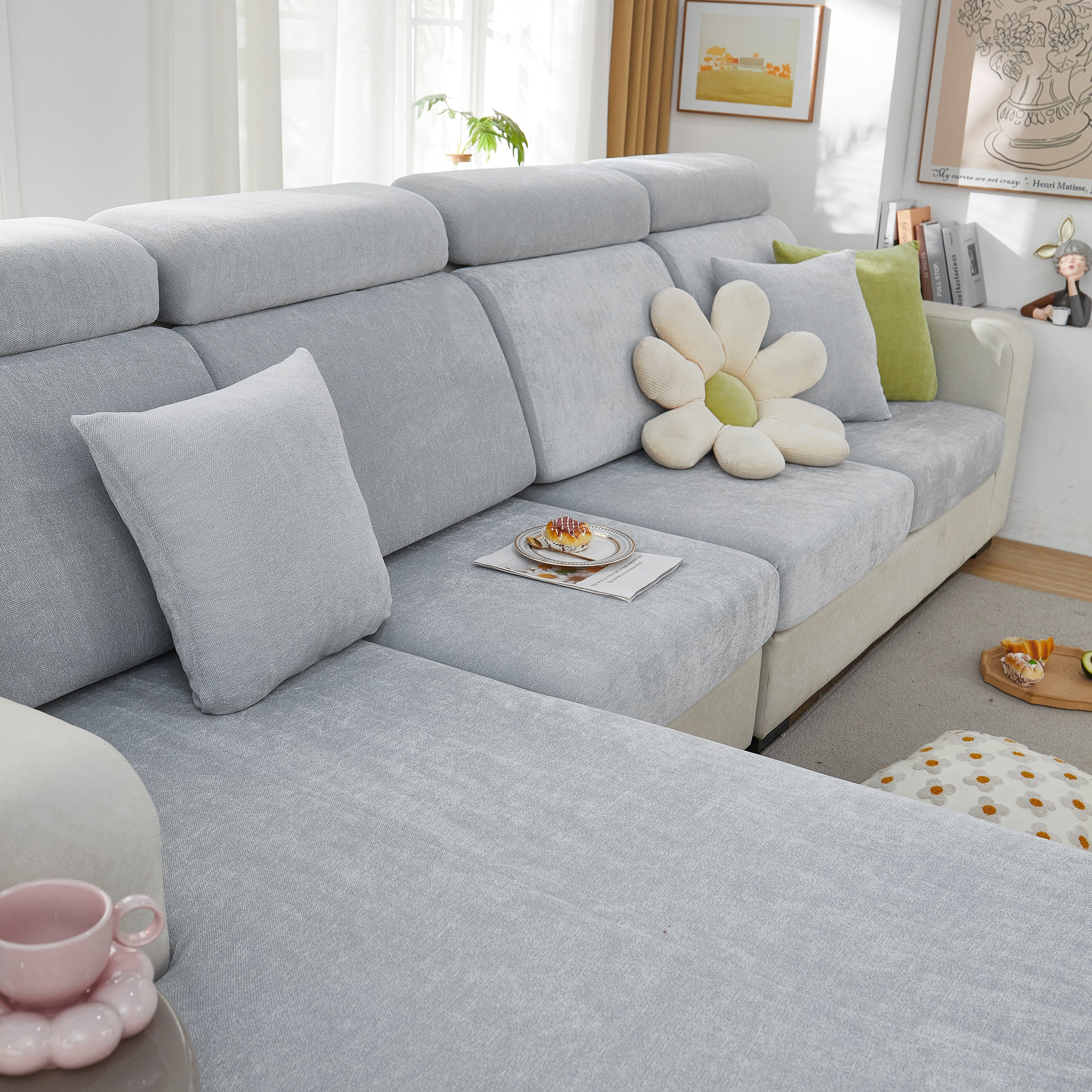 Chenille Cushion Covers for 1/2/3/4 Seater Sofas and L-shaped Couches, Furniture Covers for Pets - Image 171