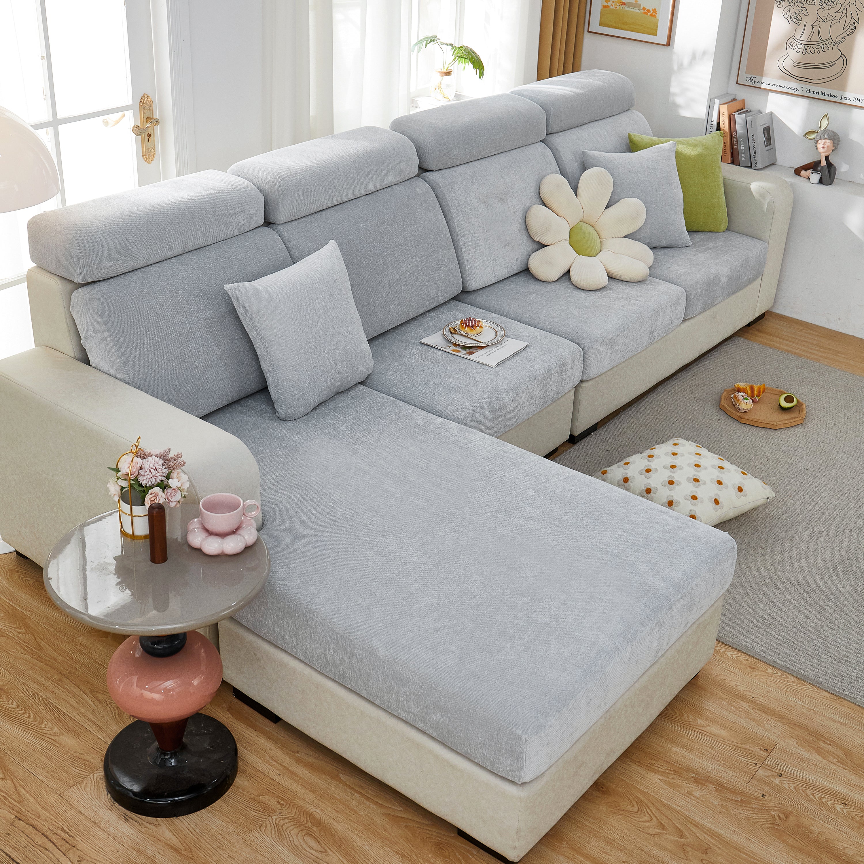 Chenille Cushion Covers for 1/2/3/4 Seater Sofas and L-shaped Couches, Furniture Covers for Pets - Image 173