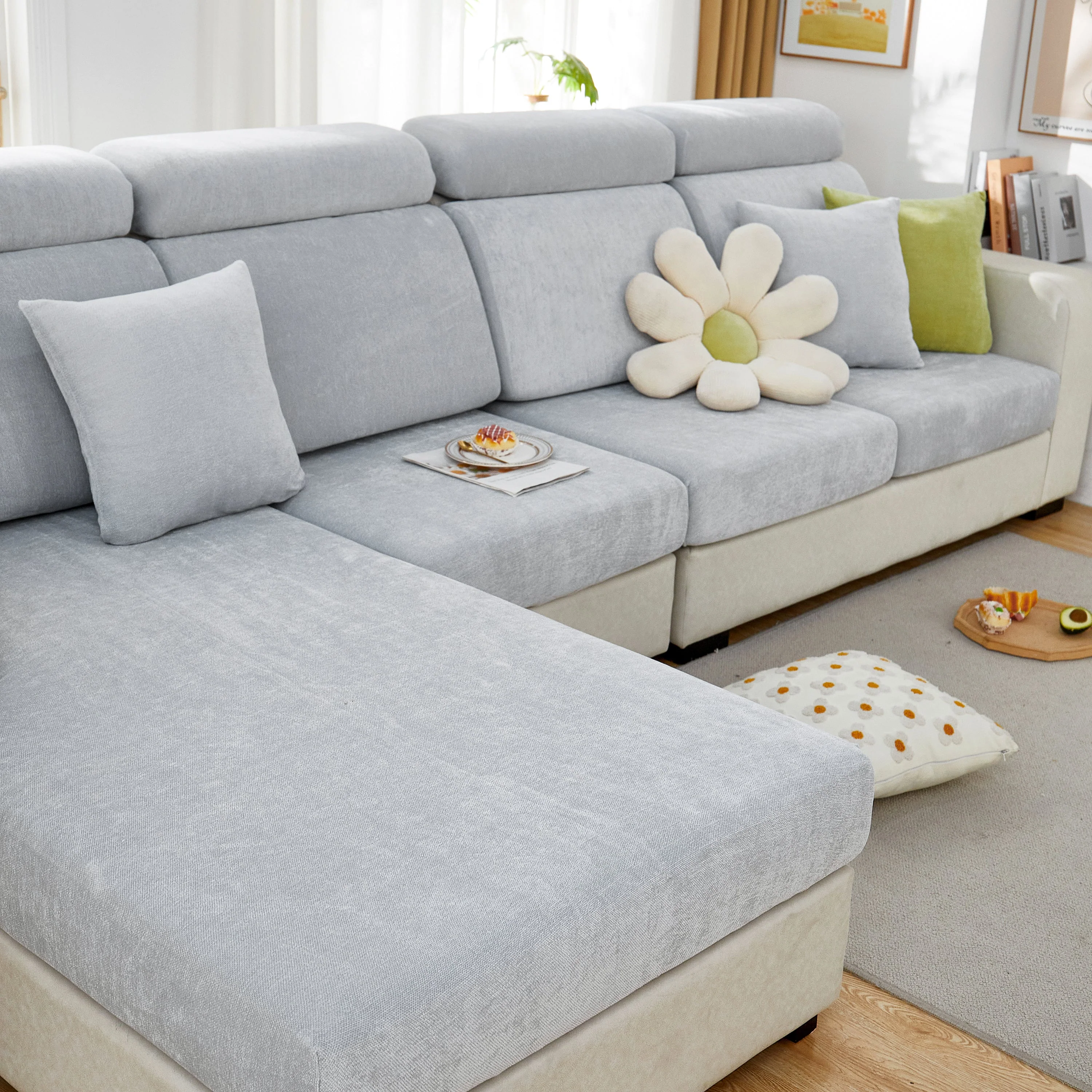Chenille Cushion Covers for 1/2/3/4 Seater Sofas and L-shaped Couches, Furniture Covers for Pets - Image 177
