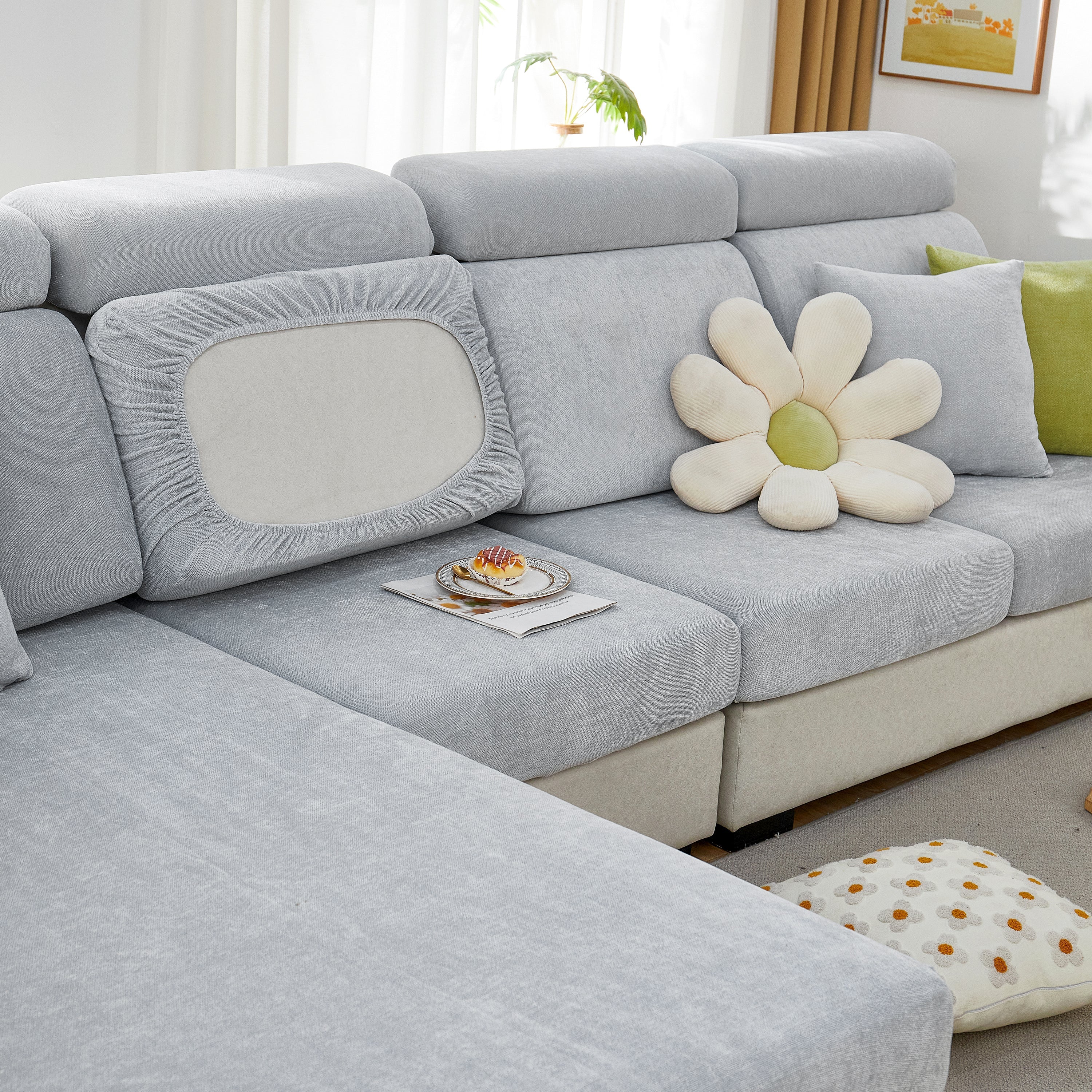 Chenille Cushion Covers for 1/2/3/4 Seater Sofas and L-shaped Couches, Furniture Covers for Pets - Image 179