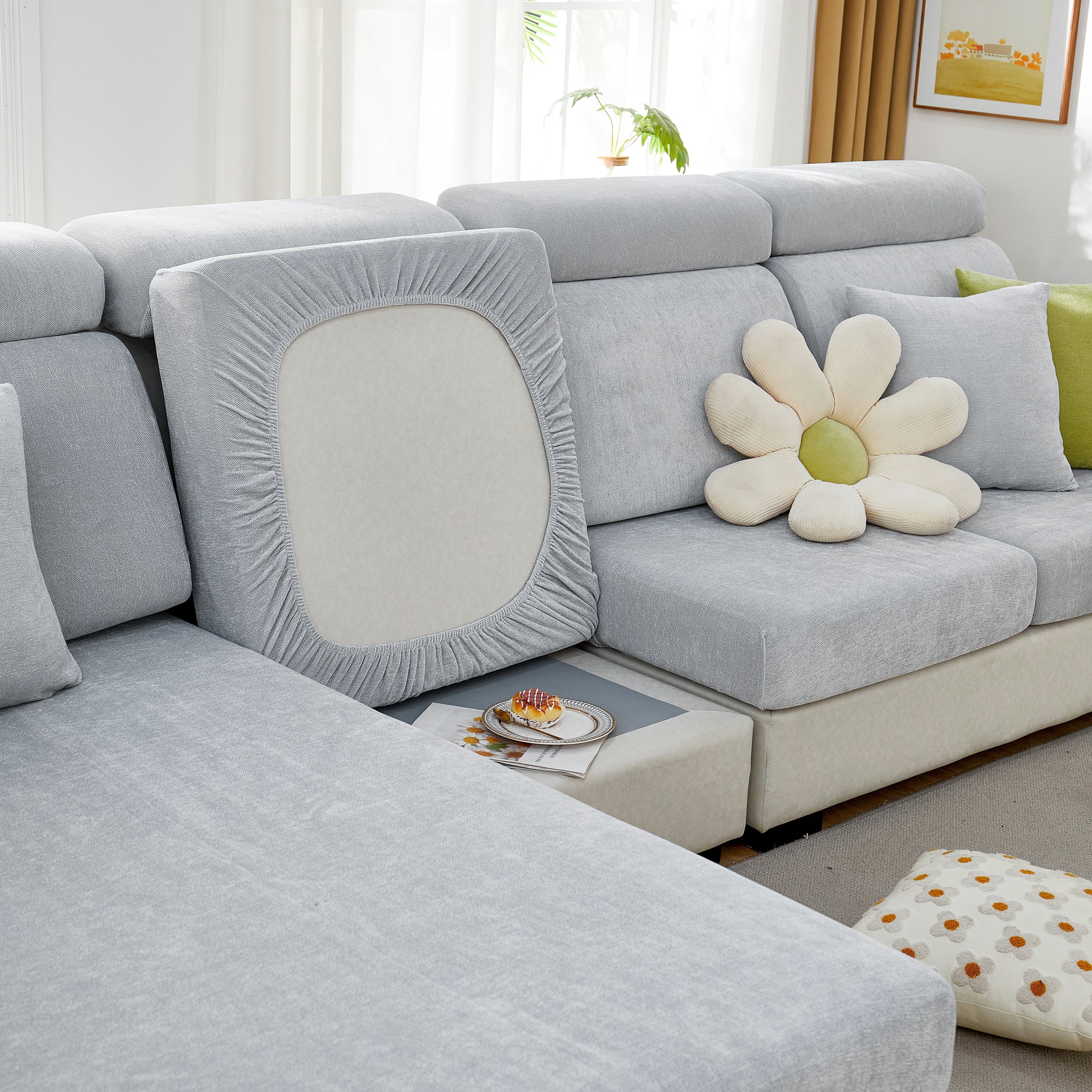 Chenille Cushion Covers for 1/2/3/4 Seater Sofas and L-shaped Couches, Furniture Covers for Pets - Image 180