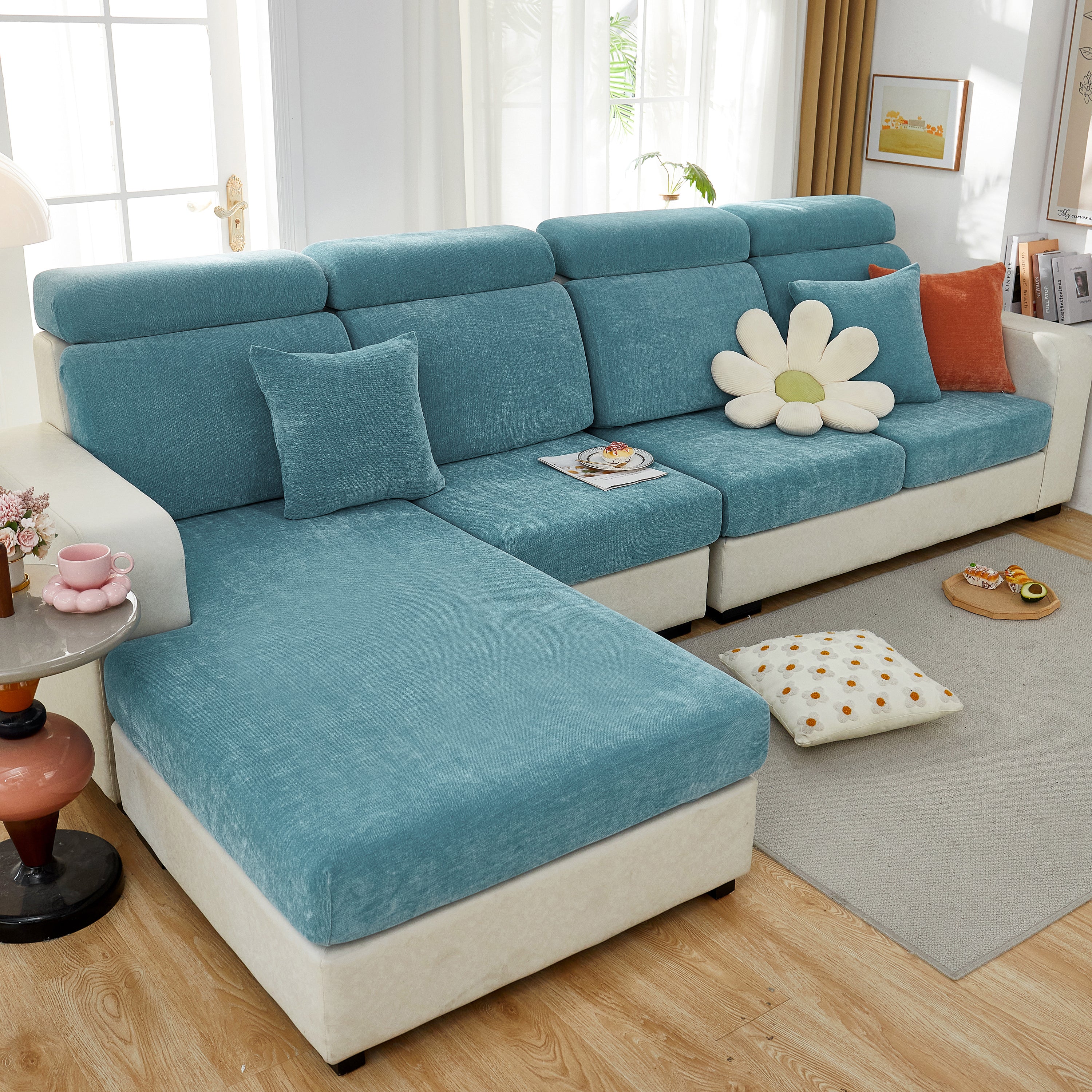 Chenille Cushion Covers for 1/2/3/4 Seater Sofas and L-shaped Couches, Furniture Covers for Pets - Image 186