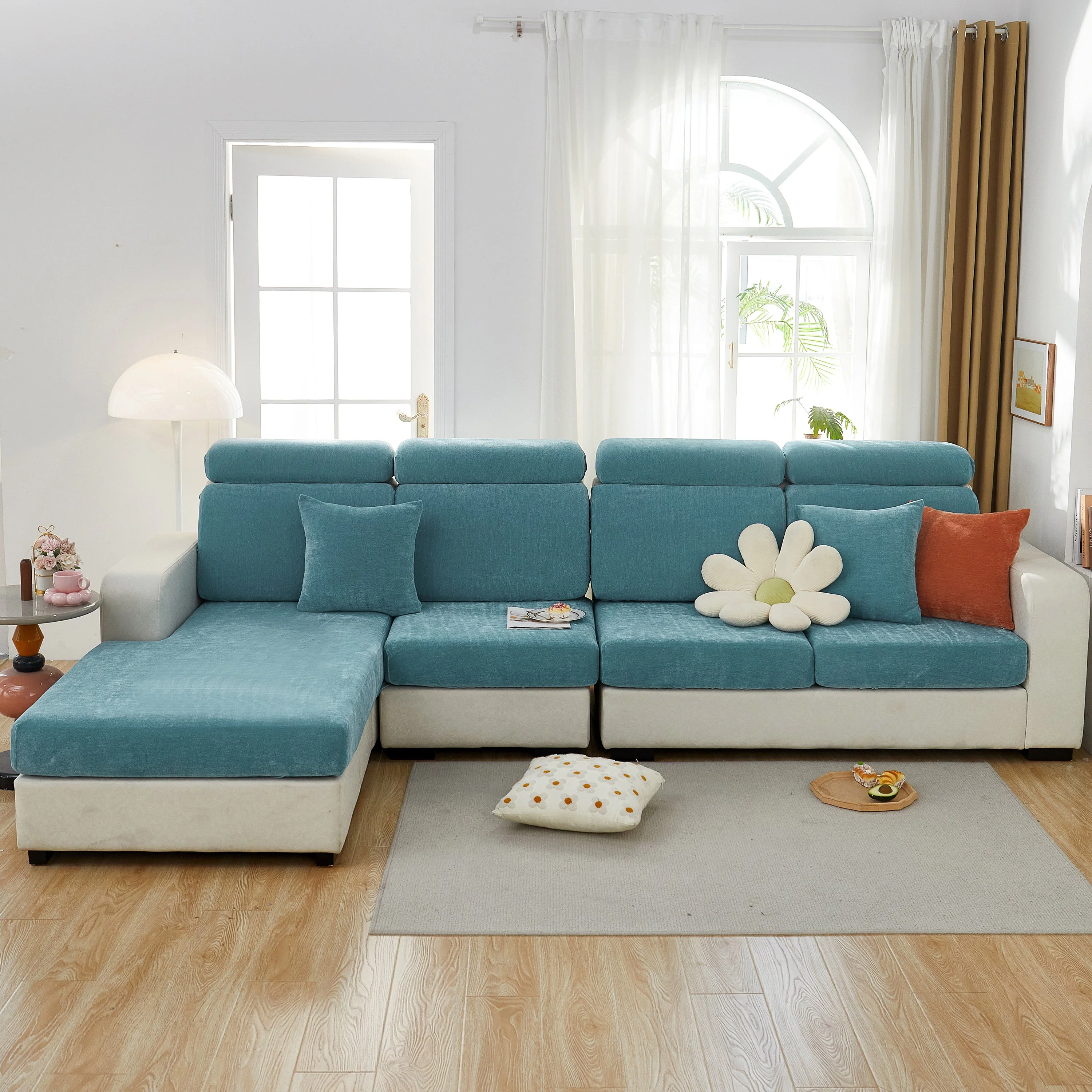 Chenille Cushion Covers for 1/2/3/4 Seater Sofas and L-shaped Couches, Furniture Covers for Pets - Image 188