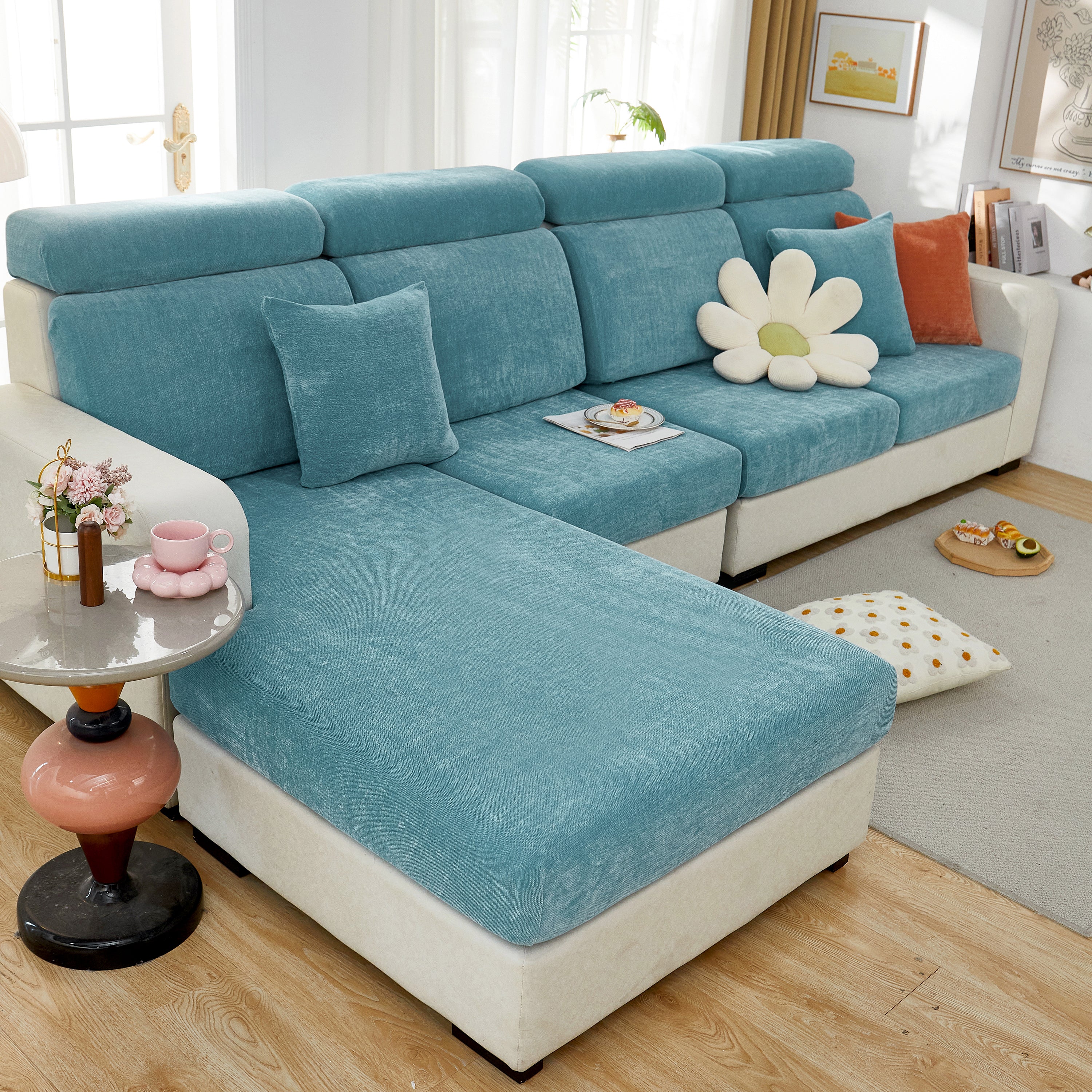 Chenille Cushion Covers for 1/2/3/4 Seater Sofas and L-shaped Couches, Furniture Covers for Pets - Image 189