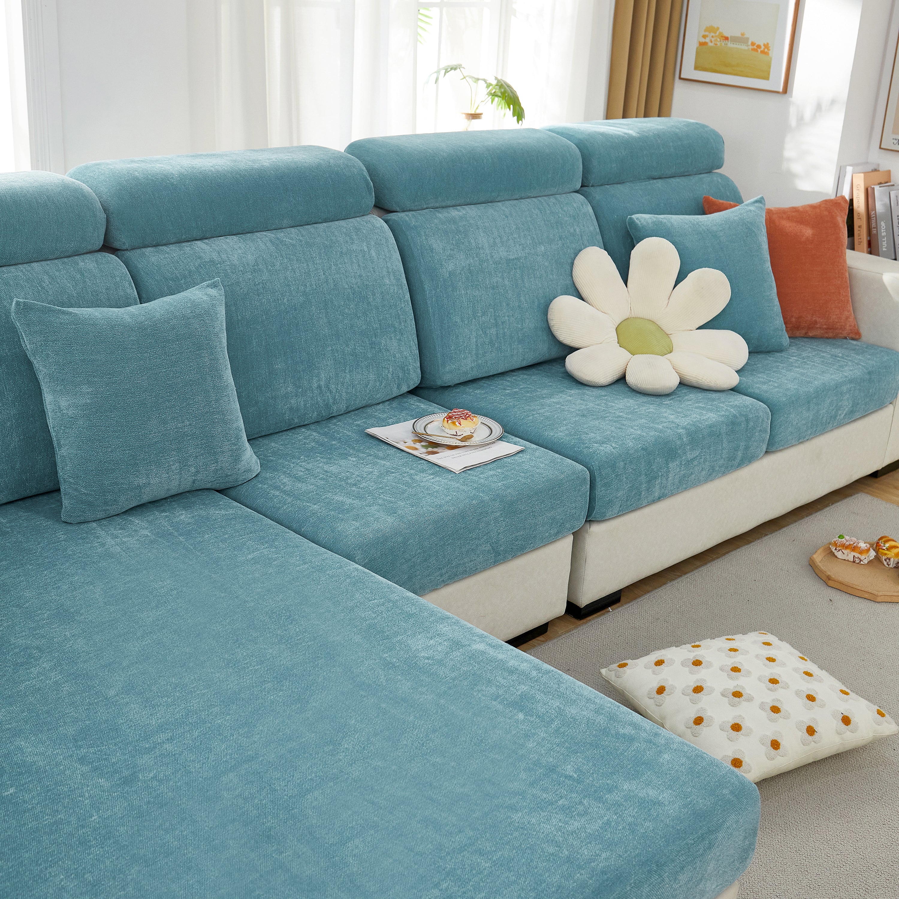 Chenille Cushion Covers for 1/2/3/4 Seater Sofas and L-shaped Couches, Furniture Covers for Pets - Image 190