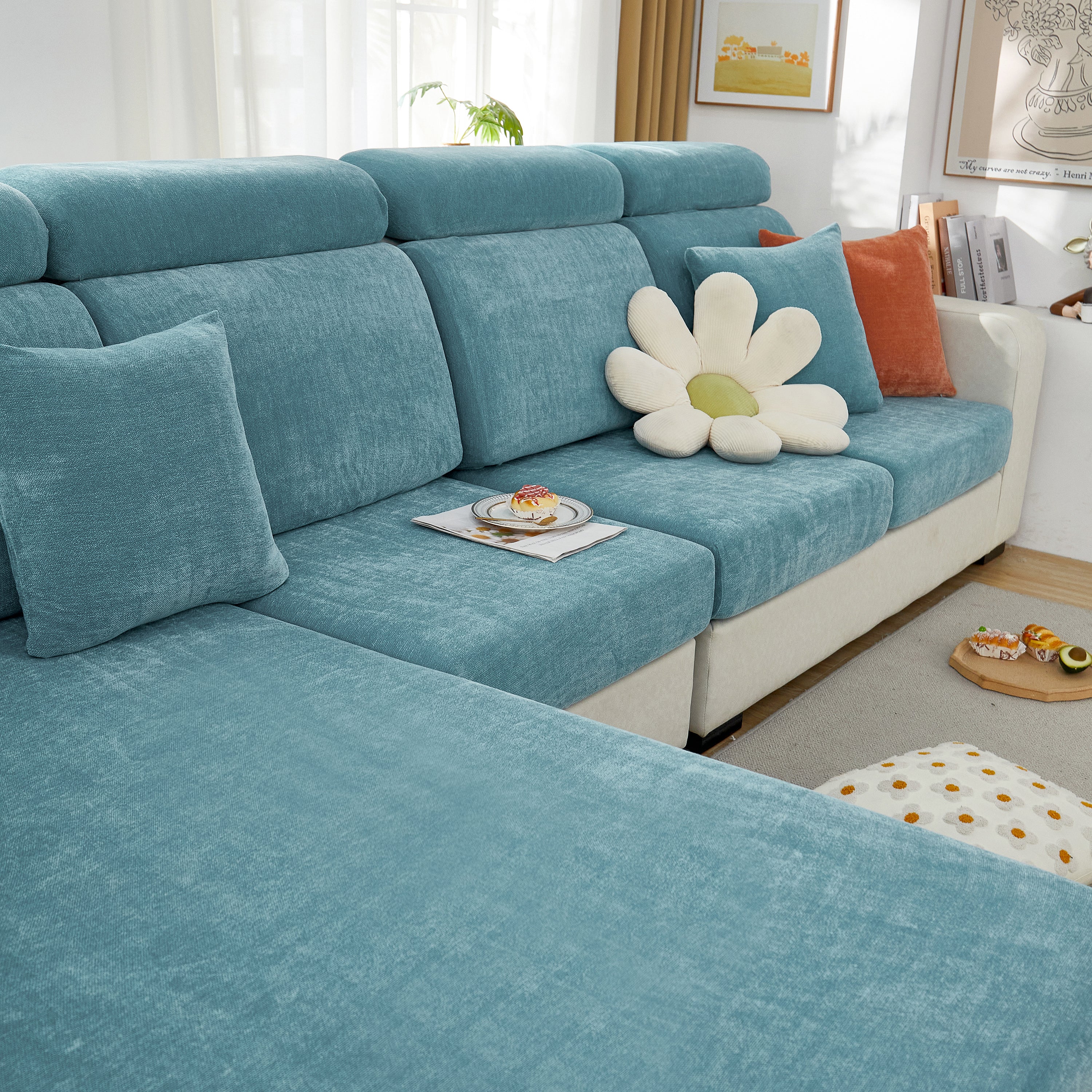 Chenille Cushion Covers for 1/2/3/4 Seater Sofas and L-shaped Couches, Furniture Covers for Pets - Image 191