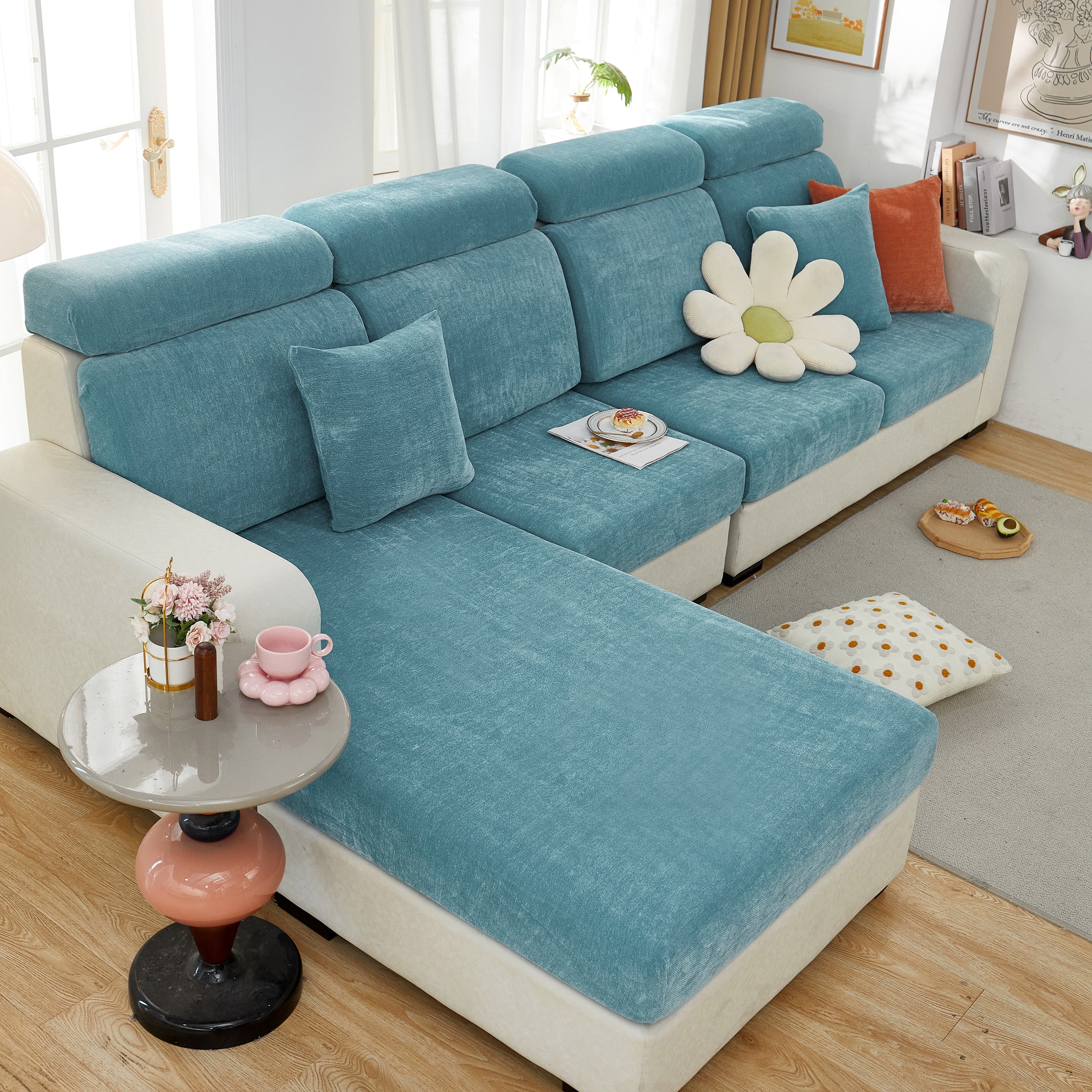 Chenille Cushion Covers for 1/2/3/4 Seater Sofas and L-shaped Couches, Furniture Covers for Pets - Image 192