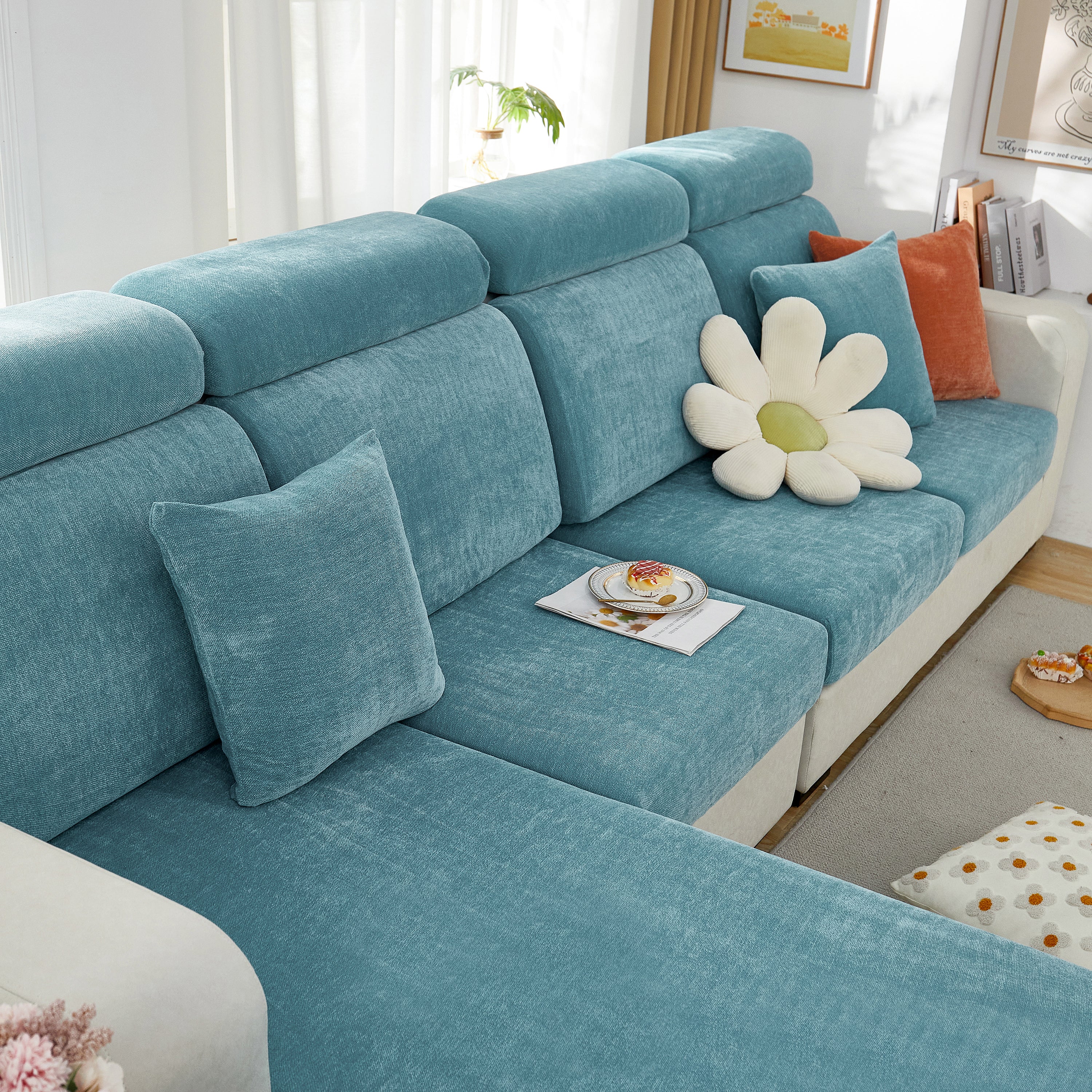 Chenille Cushion Covers for 1/2/3/4 Seater Sofas and L-shaped Couches, Furniture Covers for Pets - Image 193