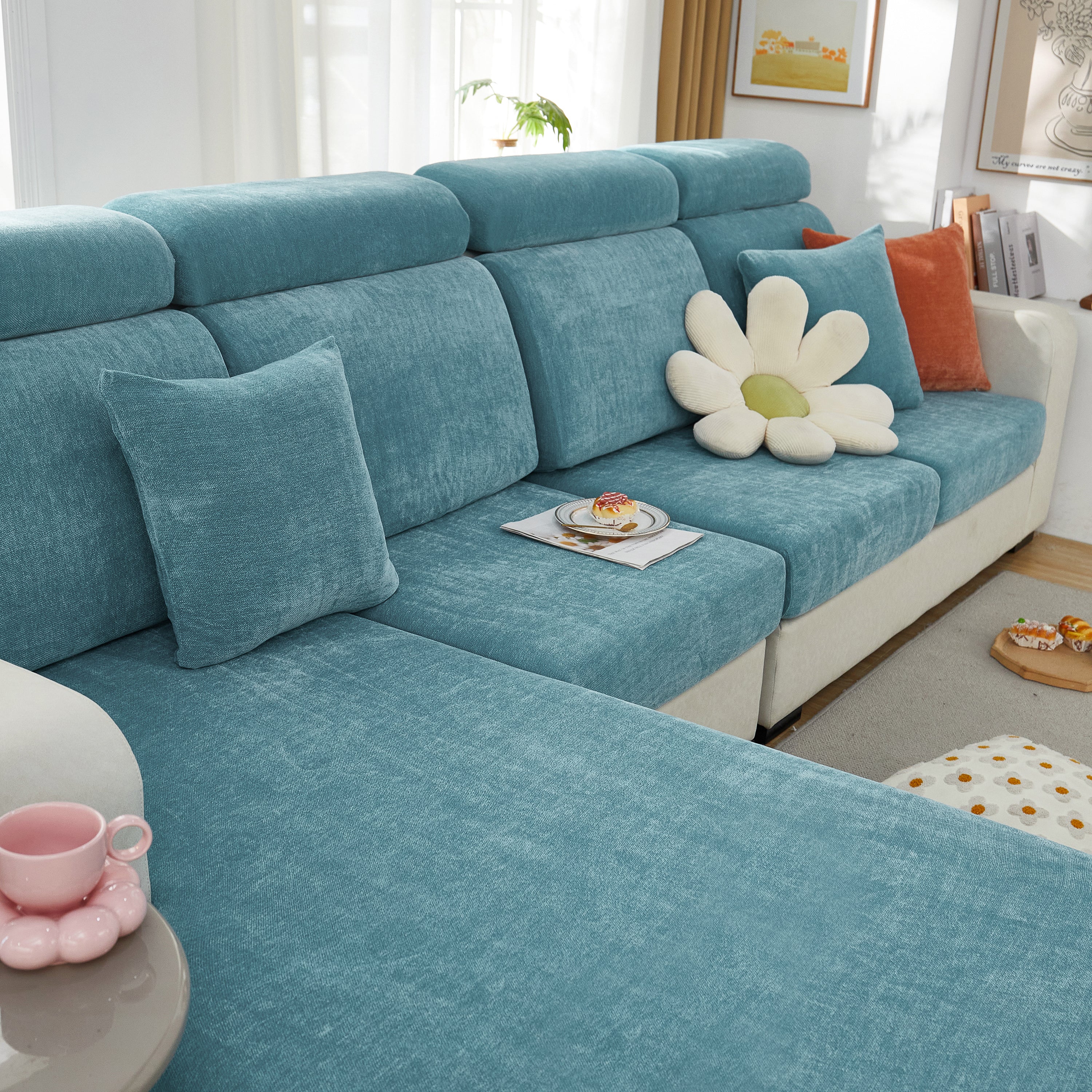 Chenille Cushion Covers for 1/2/3/4 Seater Sofas and L-shaped Couches, Furniture Covers for Pets - Image 194