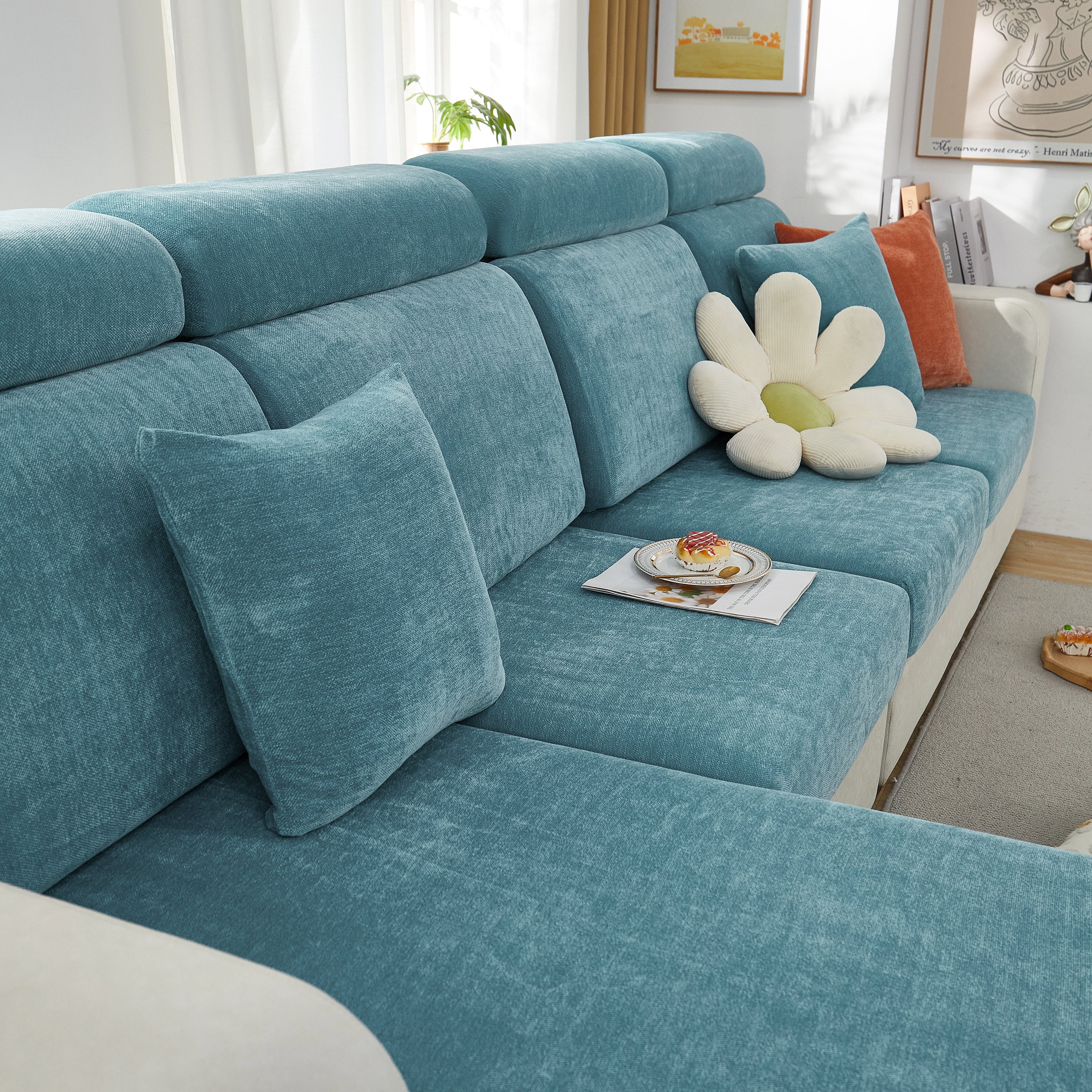 Chenille Cushion Covers for 1/2/3/4 Seater Sofas and L-shaped Couches, Furniture Covers for Pets - Image 195